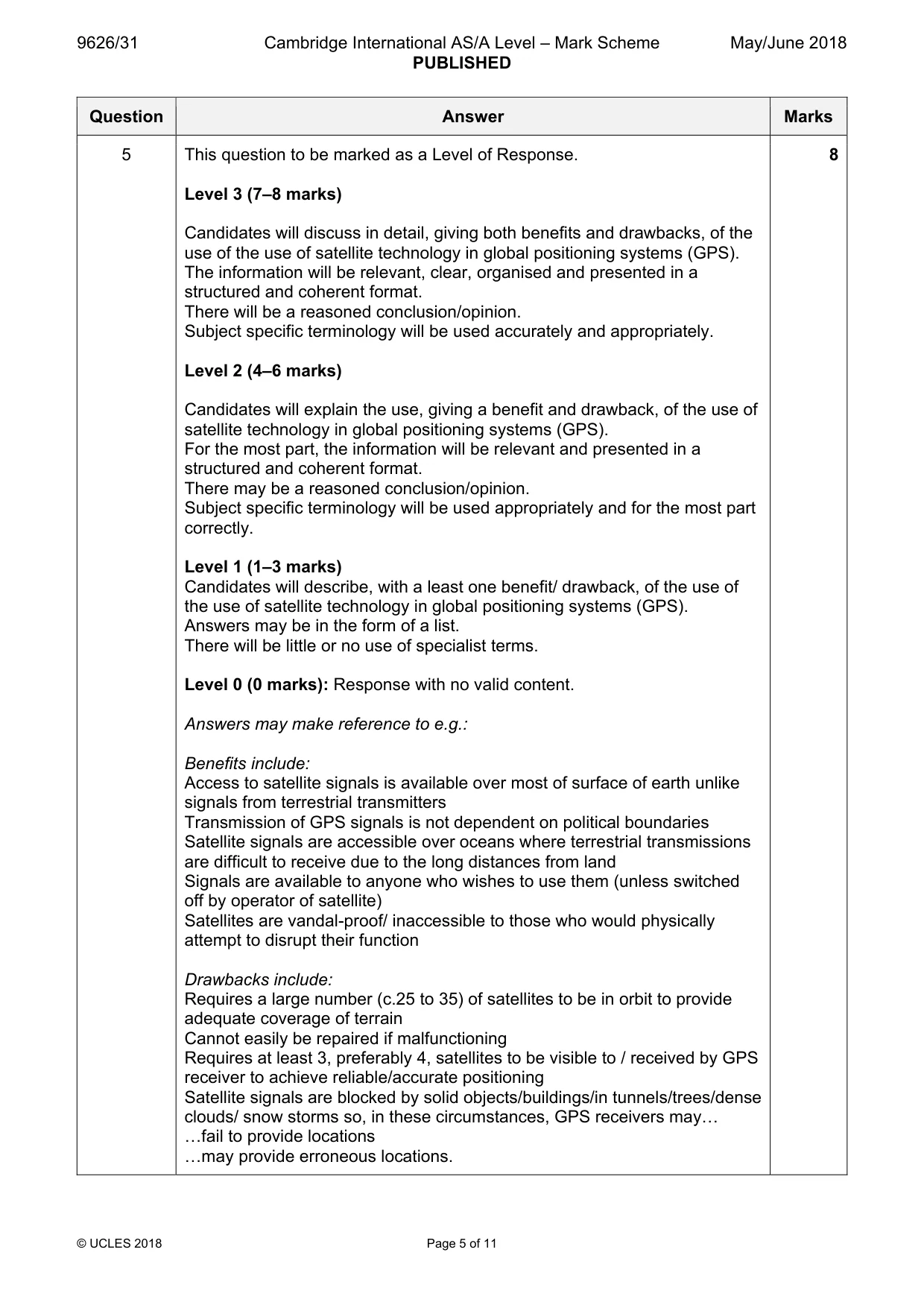 Mark scheme, page 5 of 11