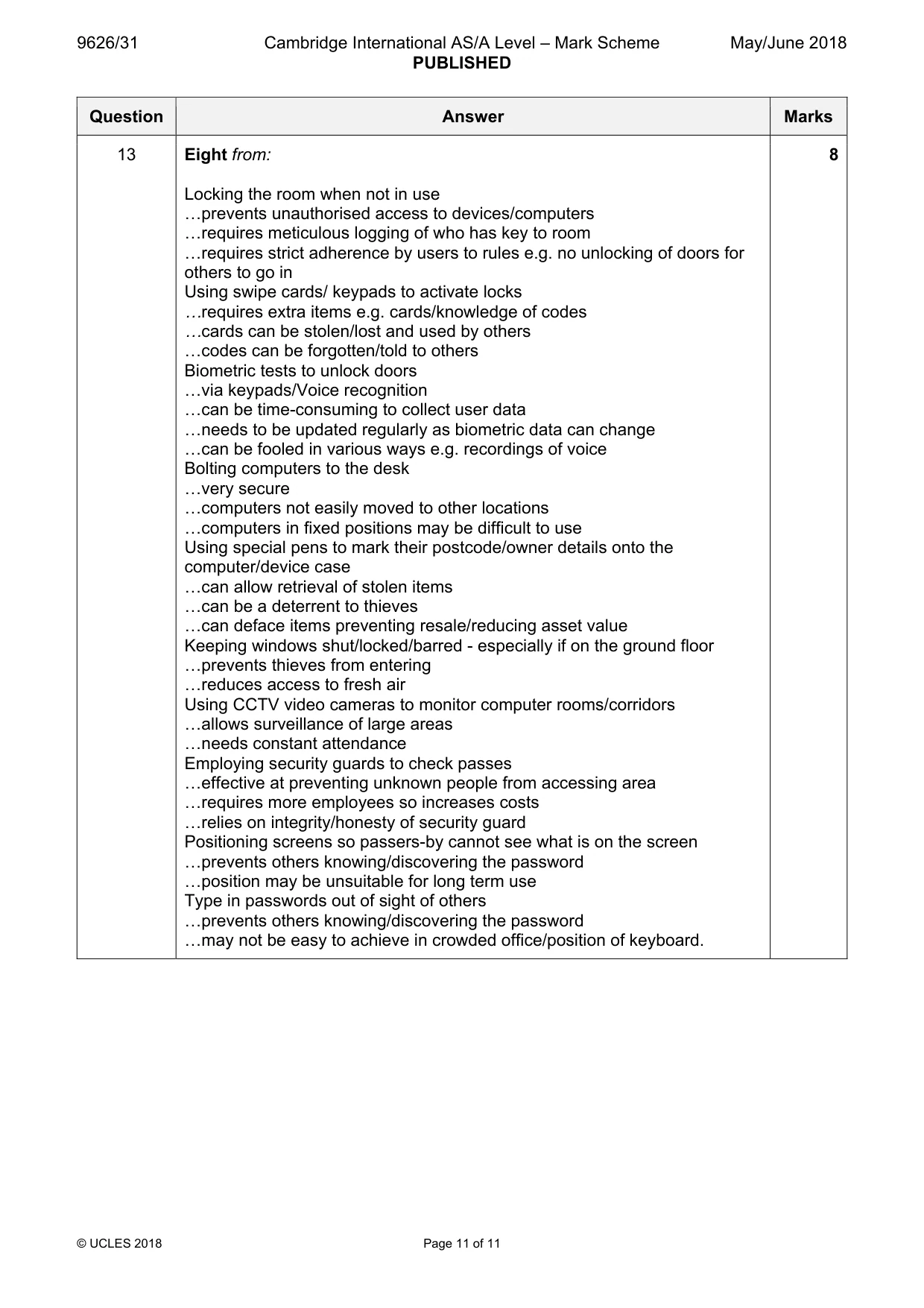Mark scheme, page 11 of 11
