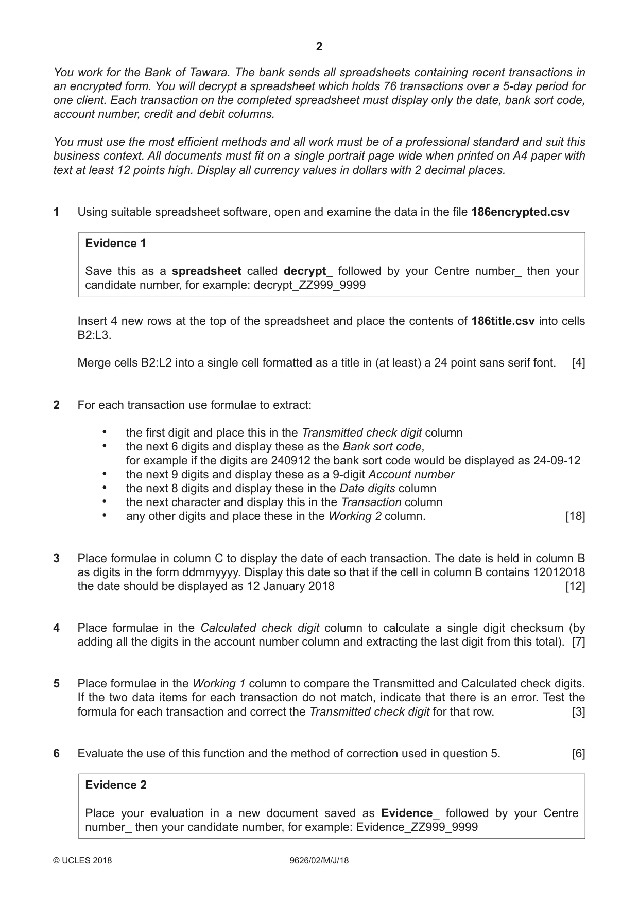 Cambridge A Level Information Technology (from 2017) 9626 2018 May/June Paper 2 · Variant 0 question paper, page 2 of 4
