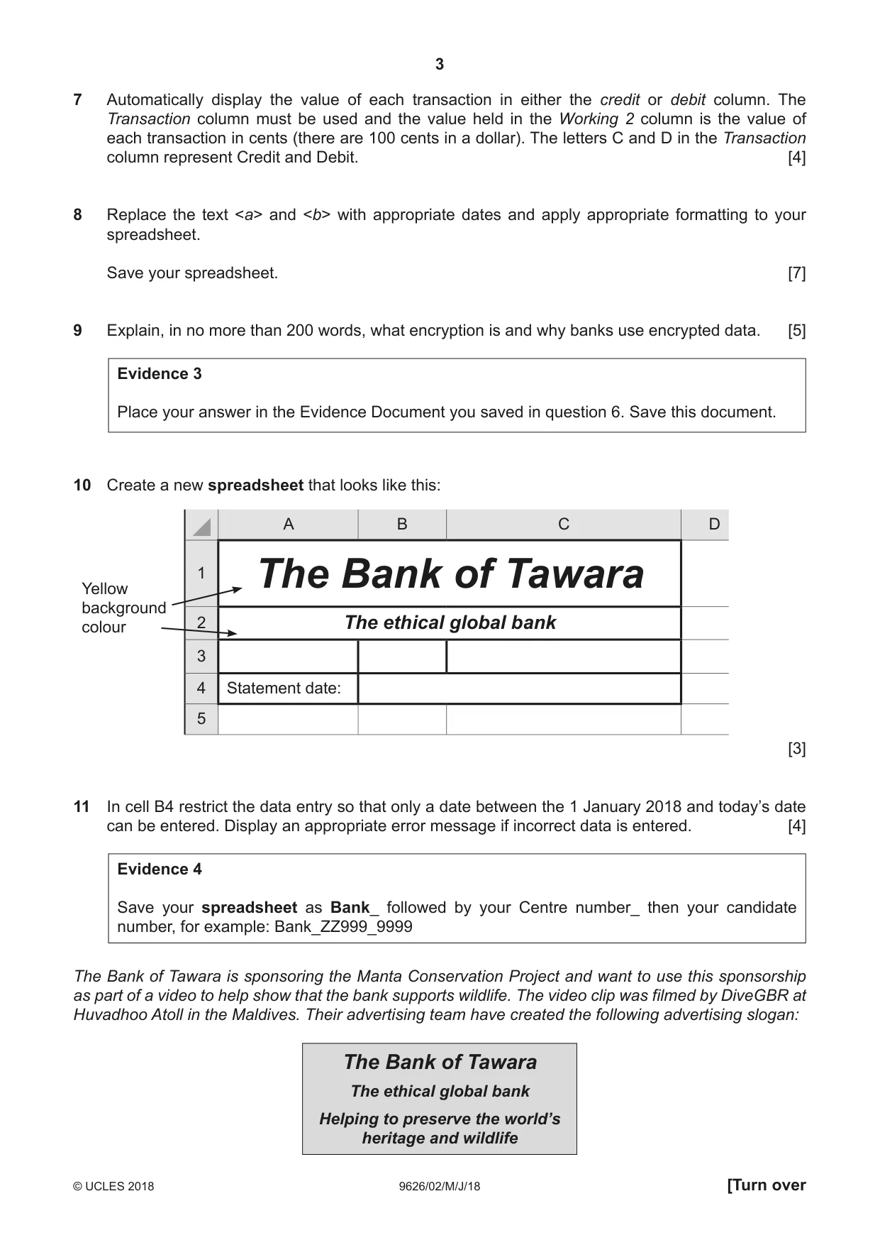 Cambridge A Level Information Technology (from 2017) 9626 2018 May/June Paper 2 · Variant 0 question paper, page 3 of 4