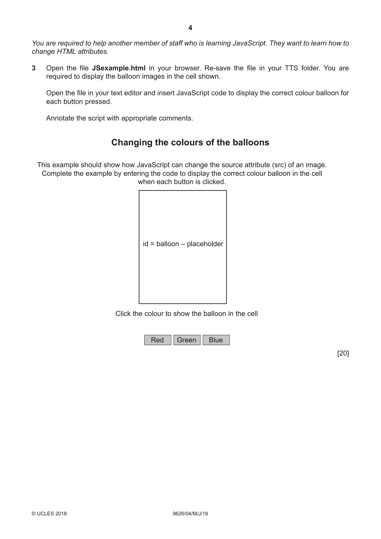 Cambridge A Level Information Technology (from 2017) 9626 2018 May/June Paper 4 · Variant 0 question paper, page 4 of 8