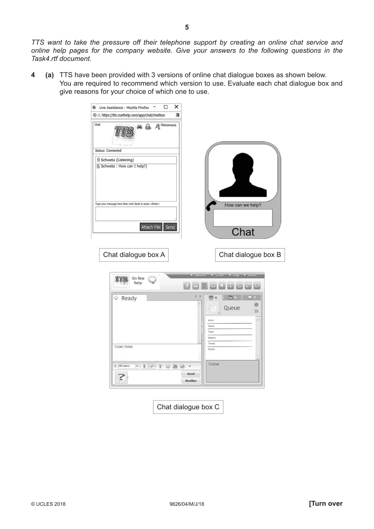 Cambridge A Level Information Technology (from 2017) 9626 2018 May/June Paper 4 · Variant 0 question paper, page 5 of 8