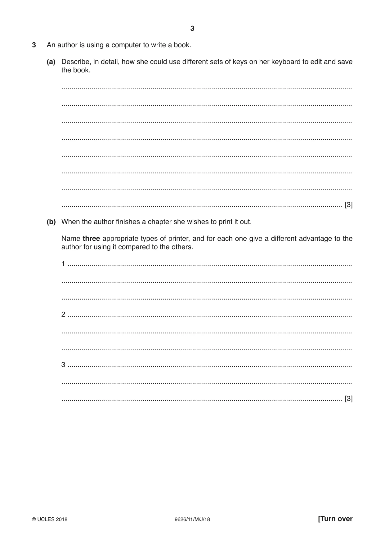 Cambridge A Level Information Technology (from 2017) 9626 2018 May/June Paper 1 · Variant 1 question paper, page 3 of 16