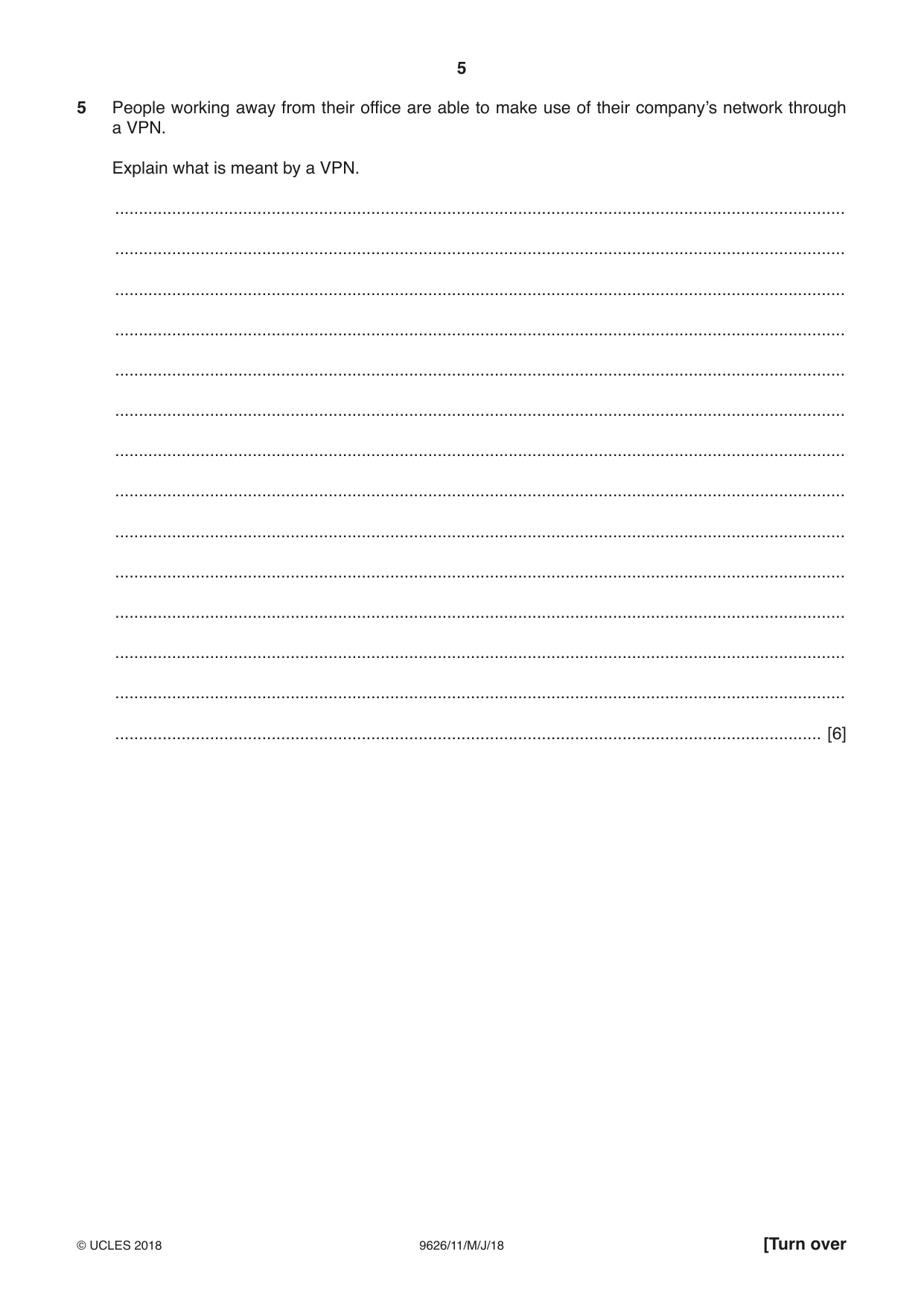 Cambridge A Level Information Technology (from 2017) 9626 2018 May/June Paper 1 · Variant 1 question paper, page 5 of 16