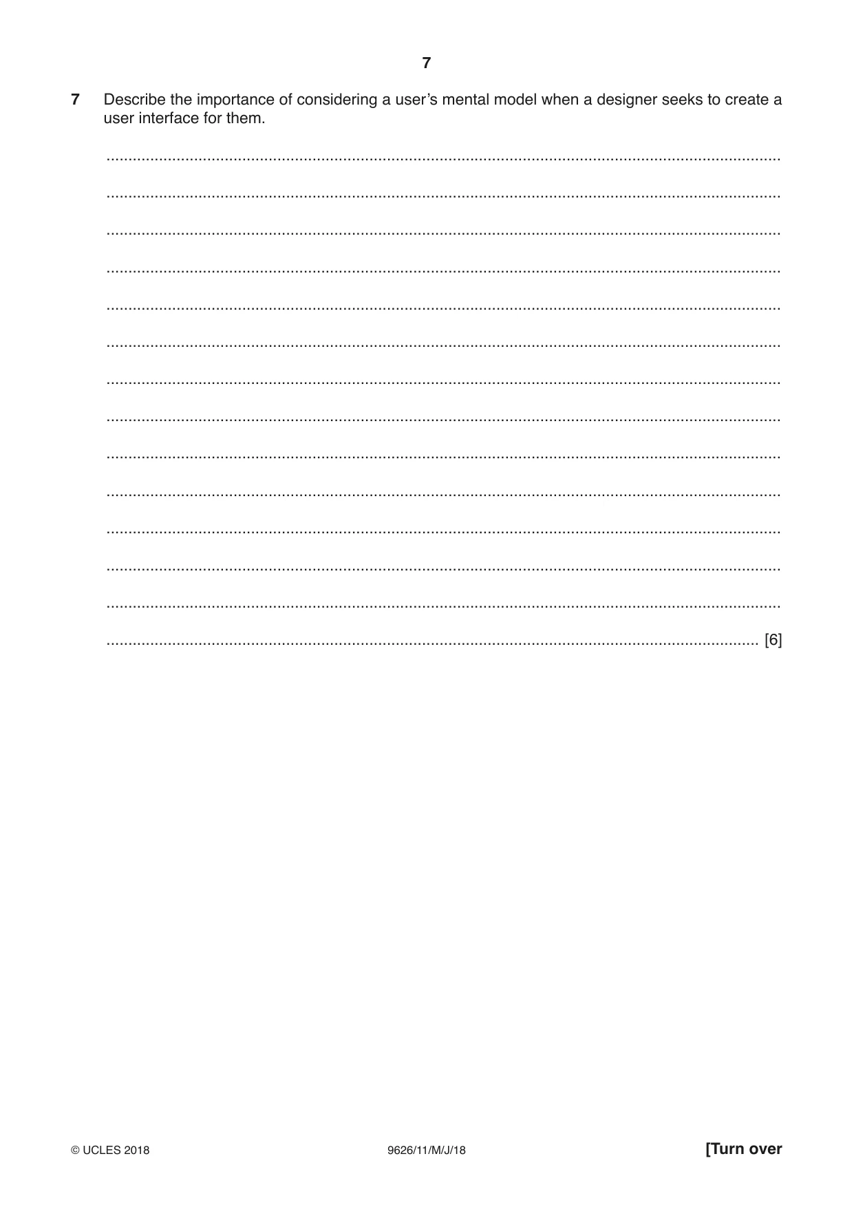 Cambridge A Level Information Technology (from 2017) 9626 2018 May/June Paper 1 · Variant 1 question paper, page 7 of 16