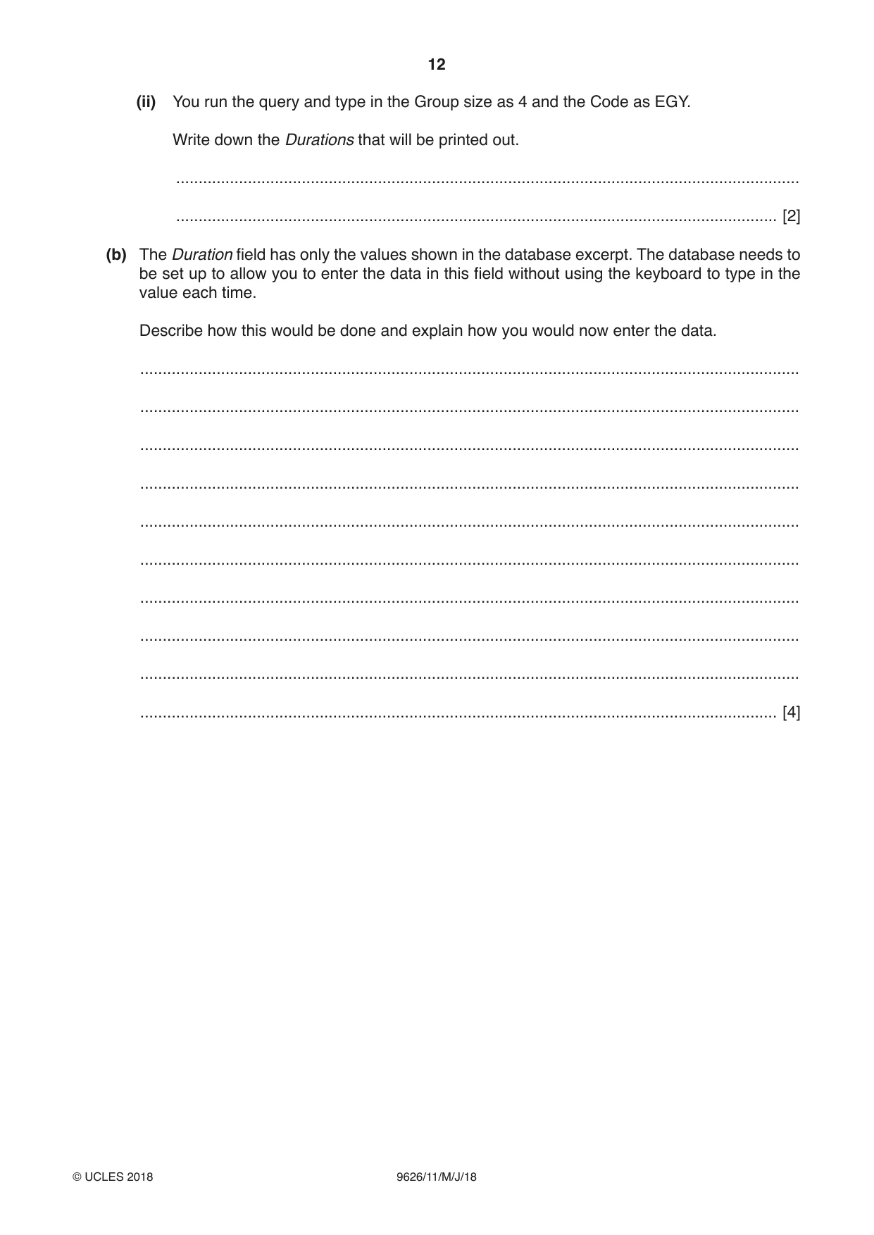 Cambridge A Level Information Technology (from 2017) 9626 2018 May/June Paper 1 · Variant 1 question paper, page 12 of 16