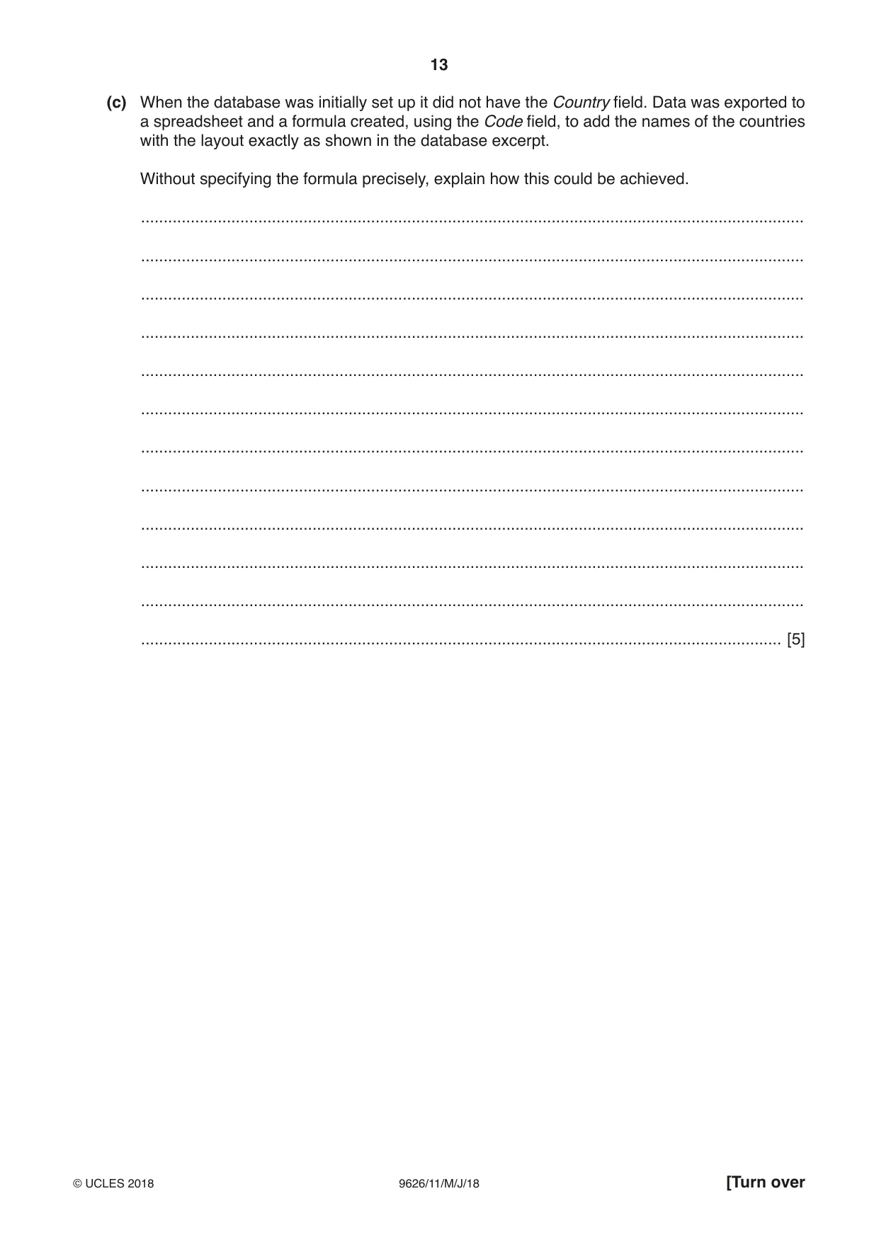 Cambridge A Level Information Technology (from 2017) 9626 2018 May/June Paper 1 · Variant 1 question paper, page 13 of 16