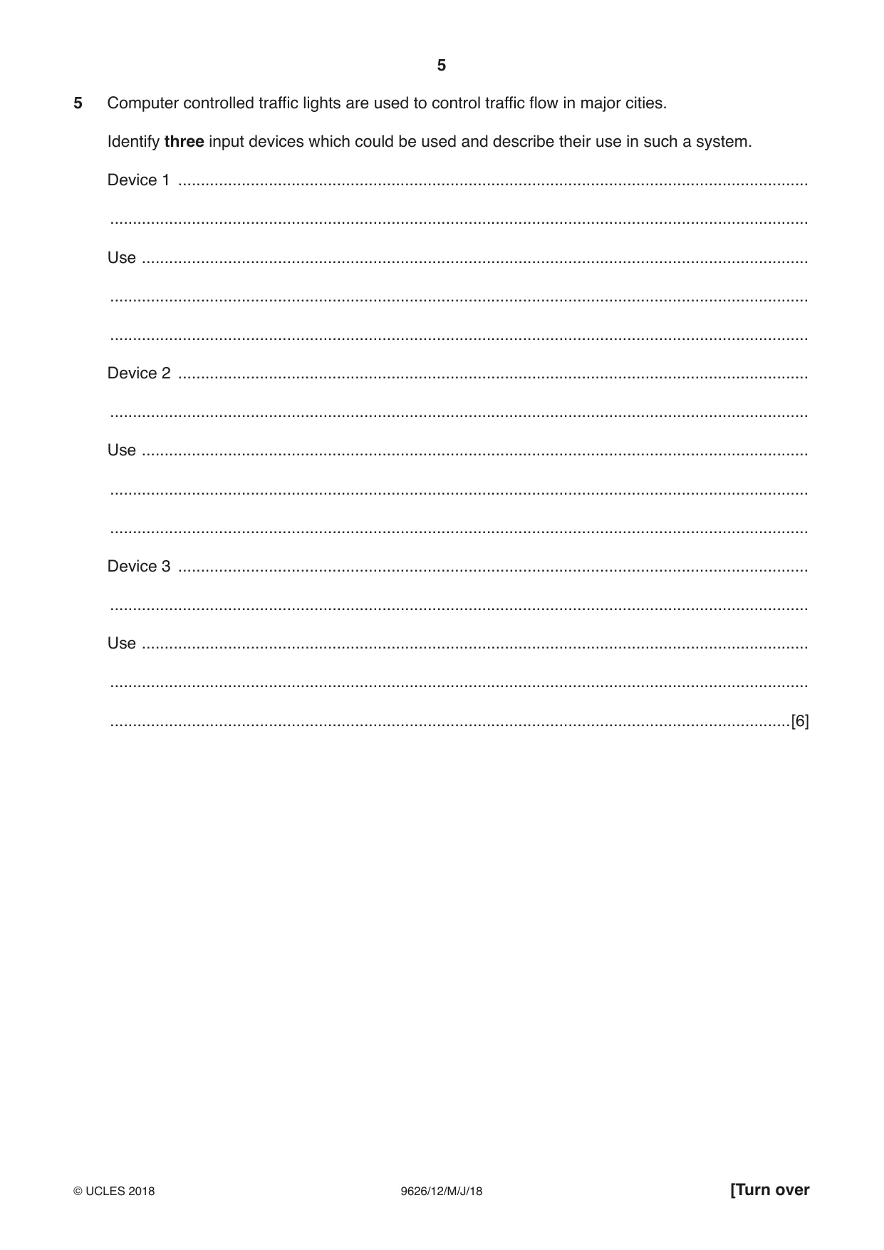 Cambridge A Level Information Technology (from 2017) 9626 2018 May/June Paper 1 · Variant 2 question paper, page 5 of 16