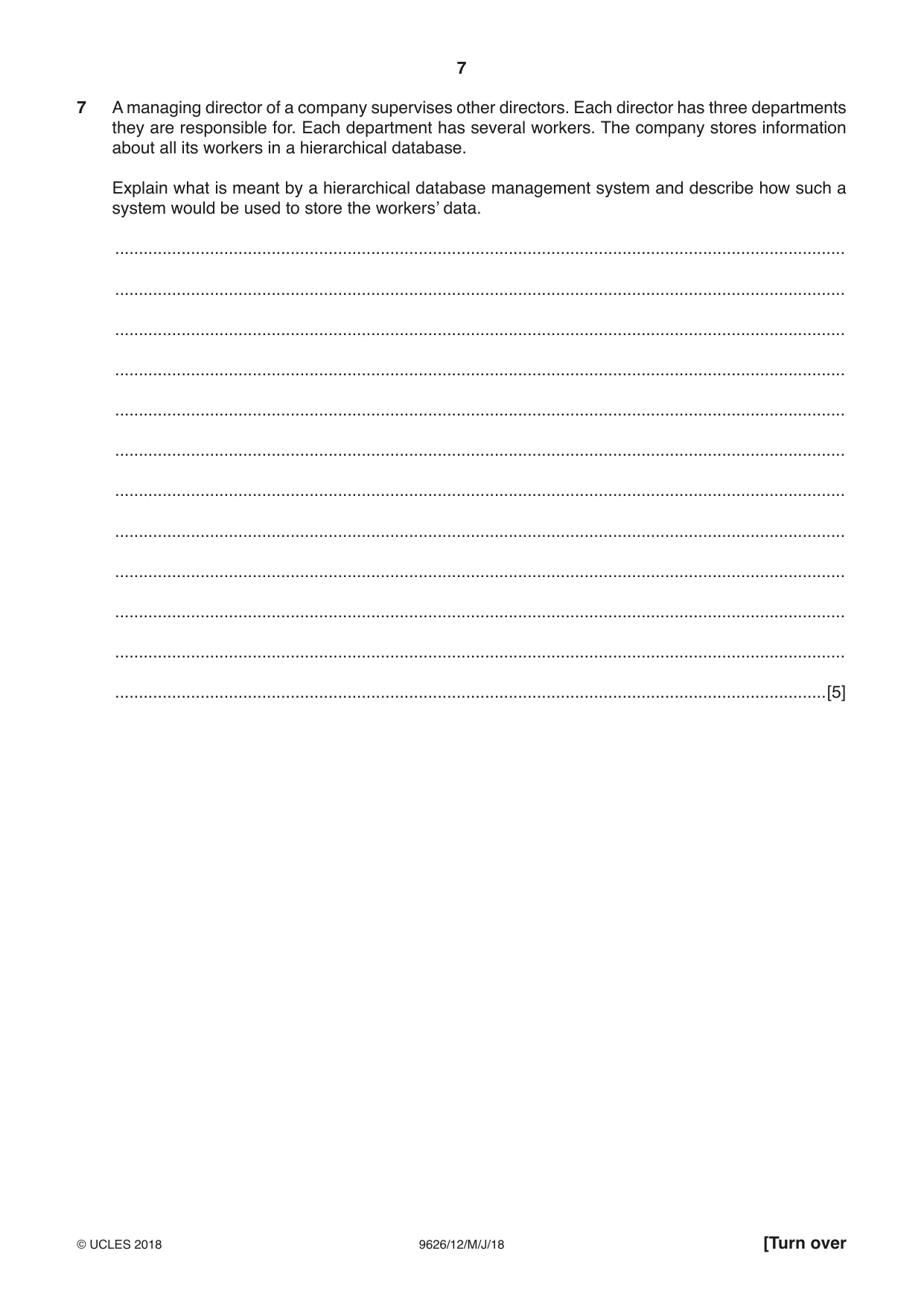 Cambridge A Level Information Technology (from 2017) 9626 2018 May/June Paper 1 · Variant 2 question paper, page 7 of 16