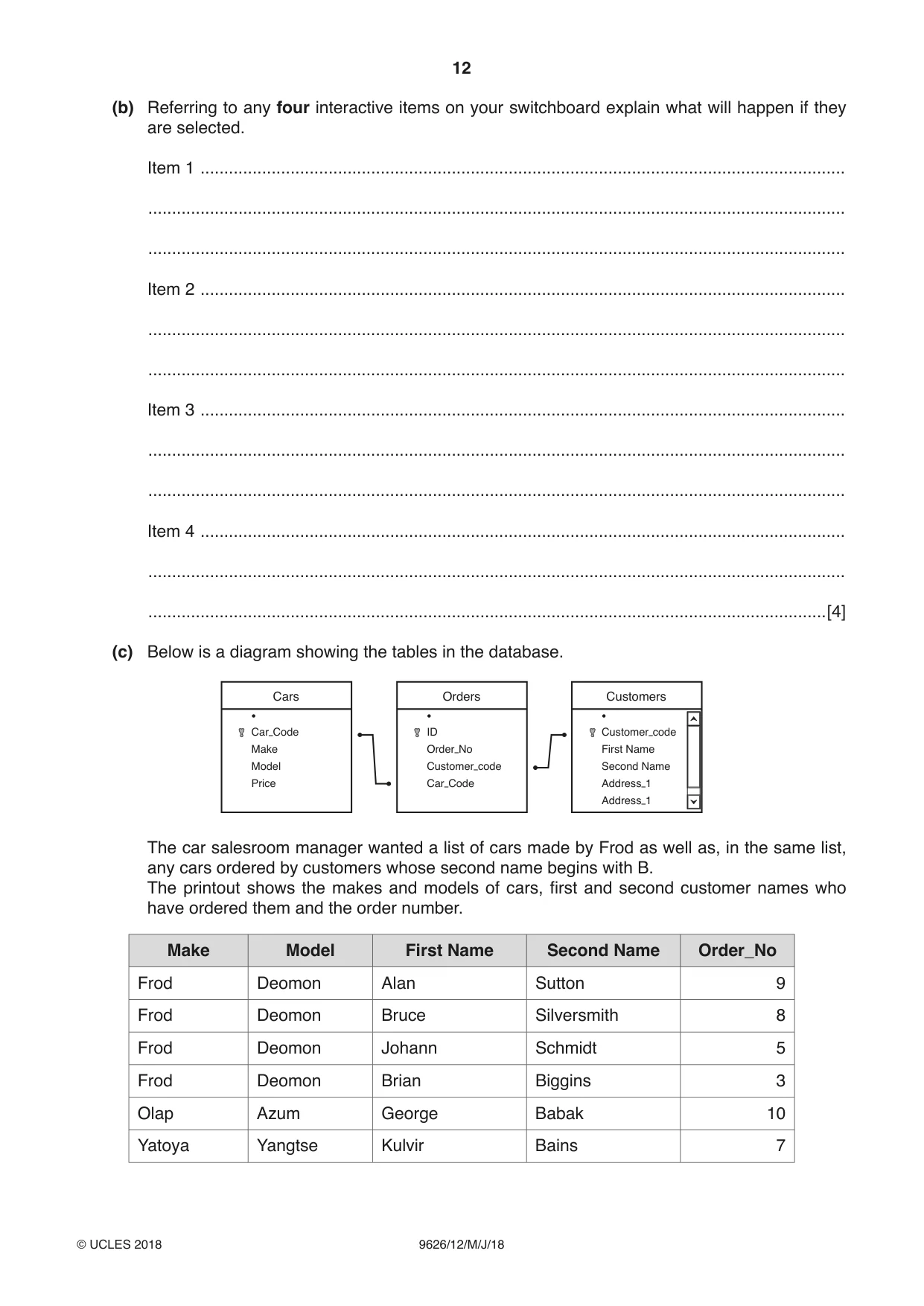 Cambridge A Level Information Technology (from 2017) 9626 2018 May/June Paper 1 · Variant 2 question paper, page 12 of 16