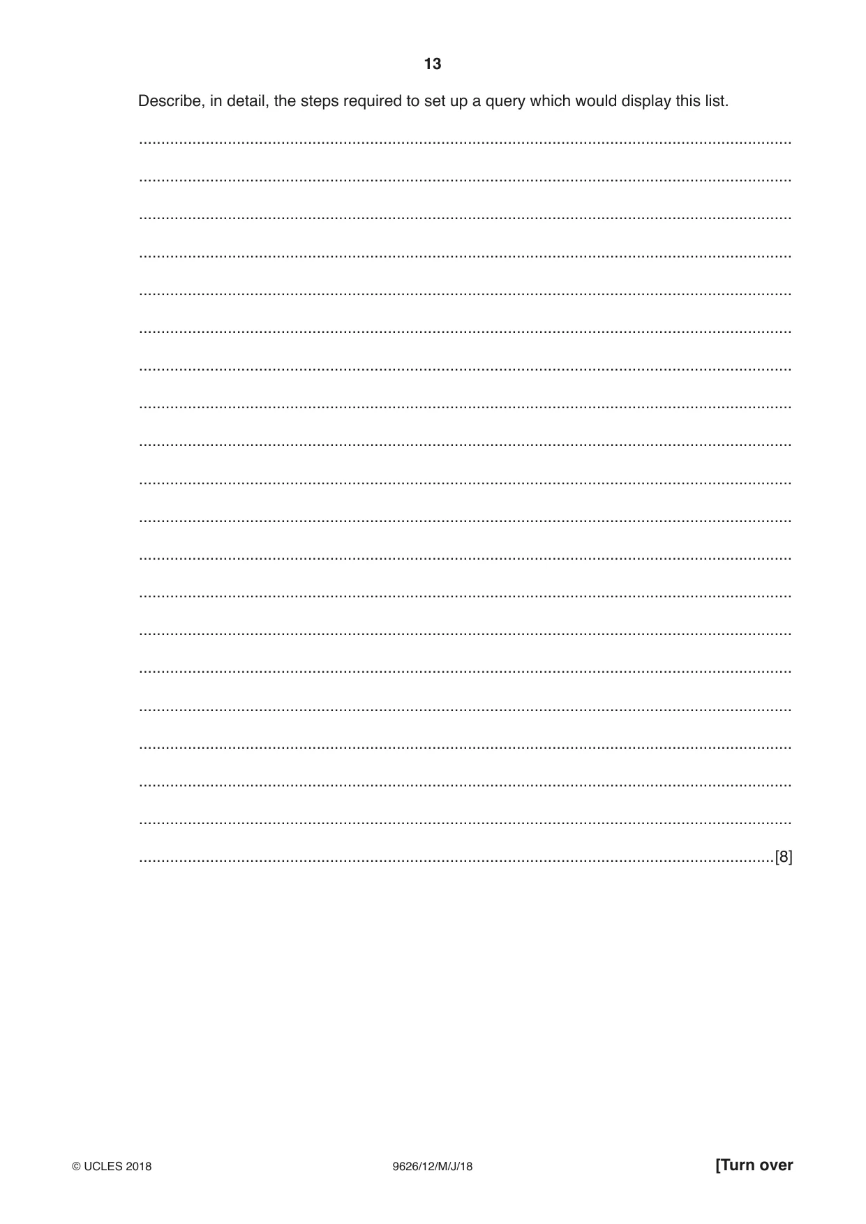 Cambridge A Level Information Technology (from 2017) 9626 2018 May/June Paper 1 · Variant 2 question paper, page 13 of 16
