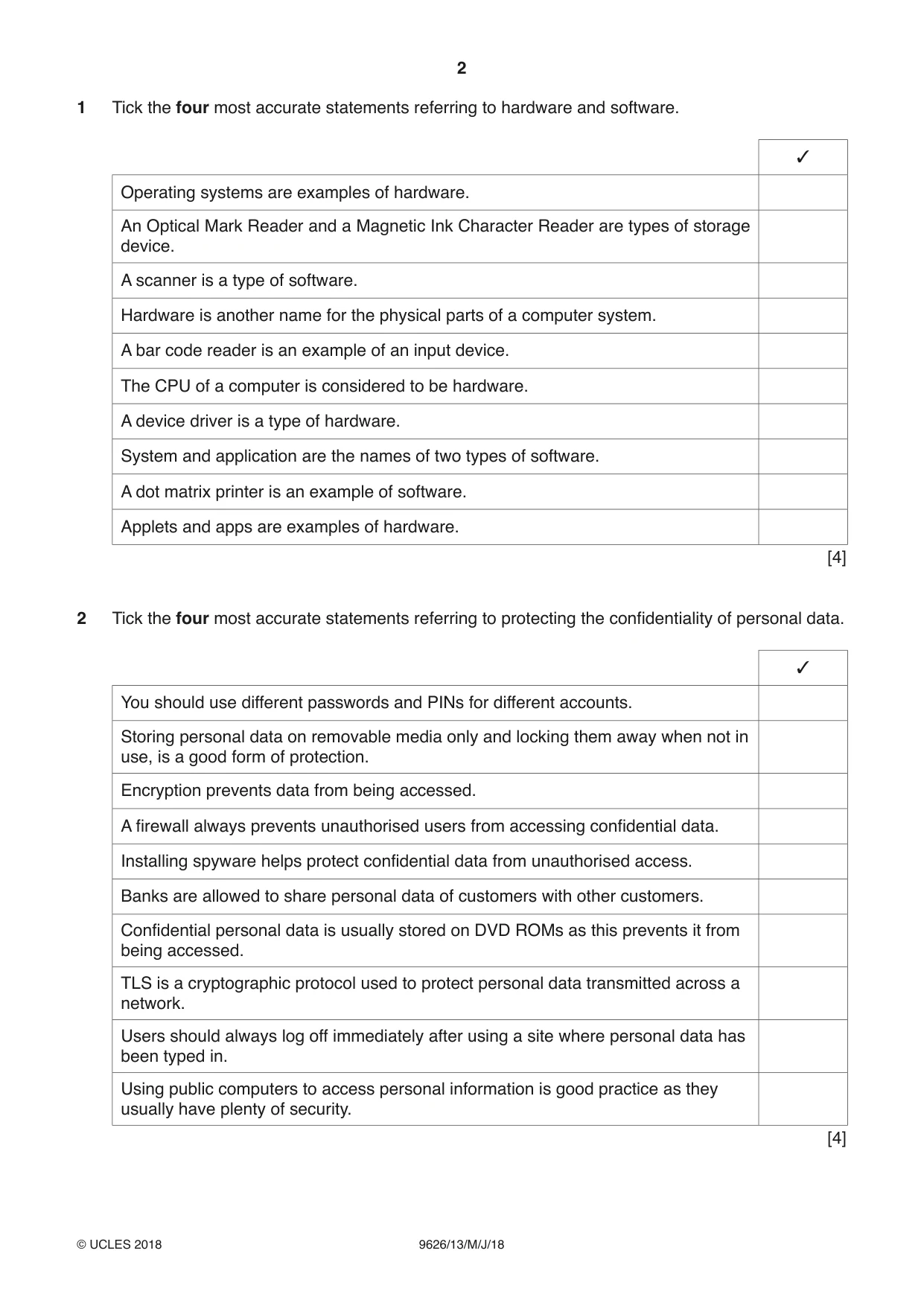 Cambridge A Level Information Technology (from 2017) 9626 2018 May/June Paper 1 · Variant 3 question paper, page 2 of 16
