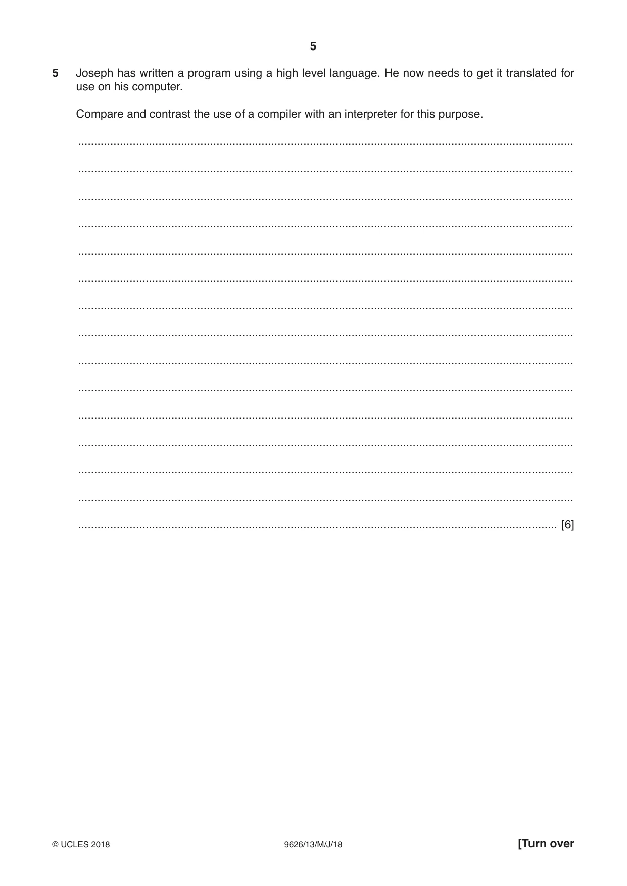 Cambridge A Level Information Technology (from 2017) 9626 2018 May/June Paper 1 · Variant 3 question paper, page 5 of 16