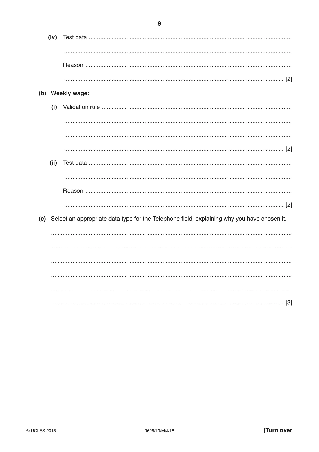 Cambridge A Level Information Technology (from 2017) 9626 2018 May/June Paper 1 · Variant 3 question paper, page 9 of 16