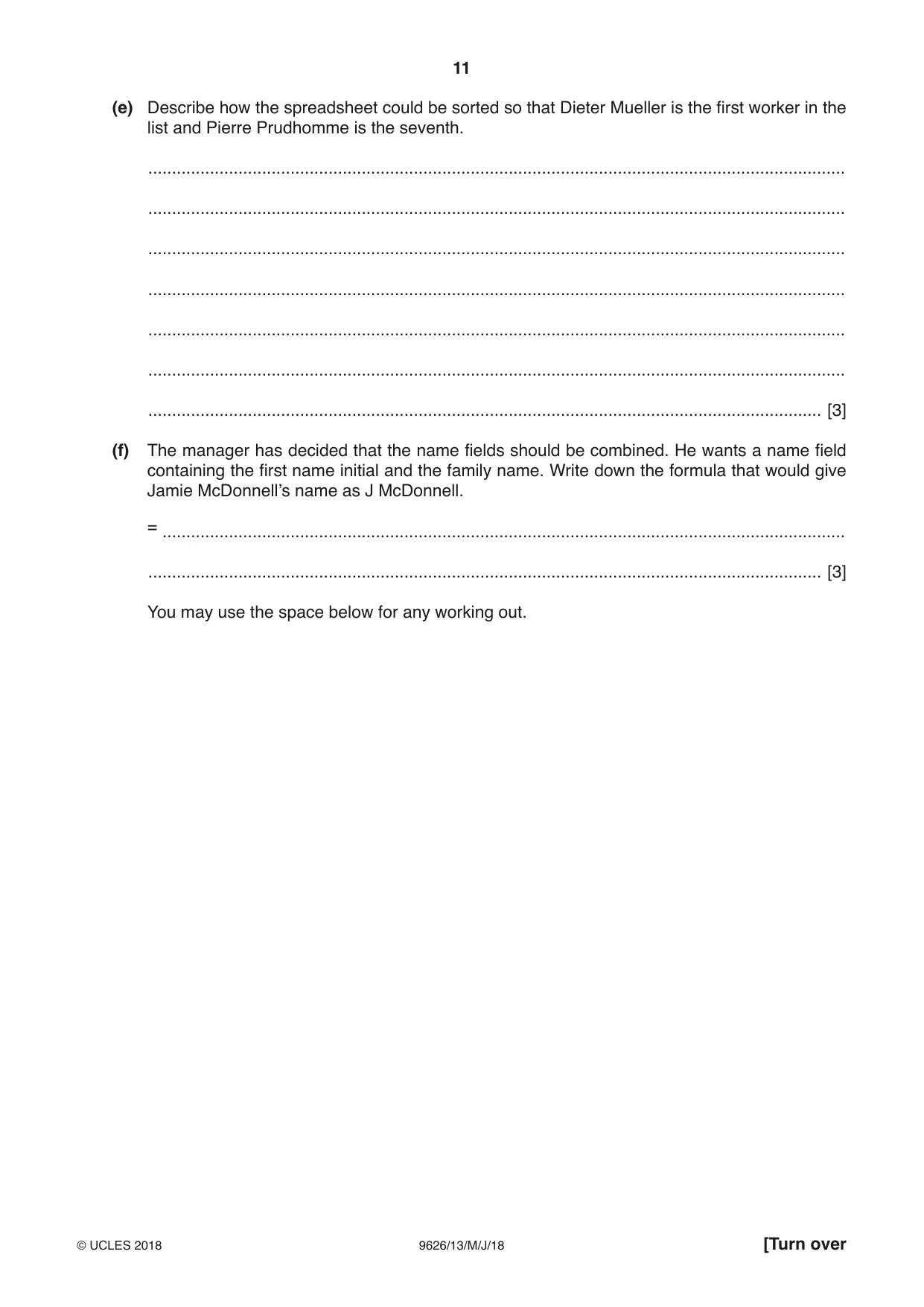 Cambridge A Level Information Technology (from 2017) 9626 2018 May/June Paper 1 · Variant 3 question paper, page 11 of 16