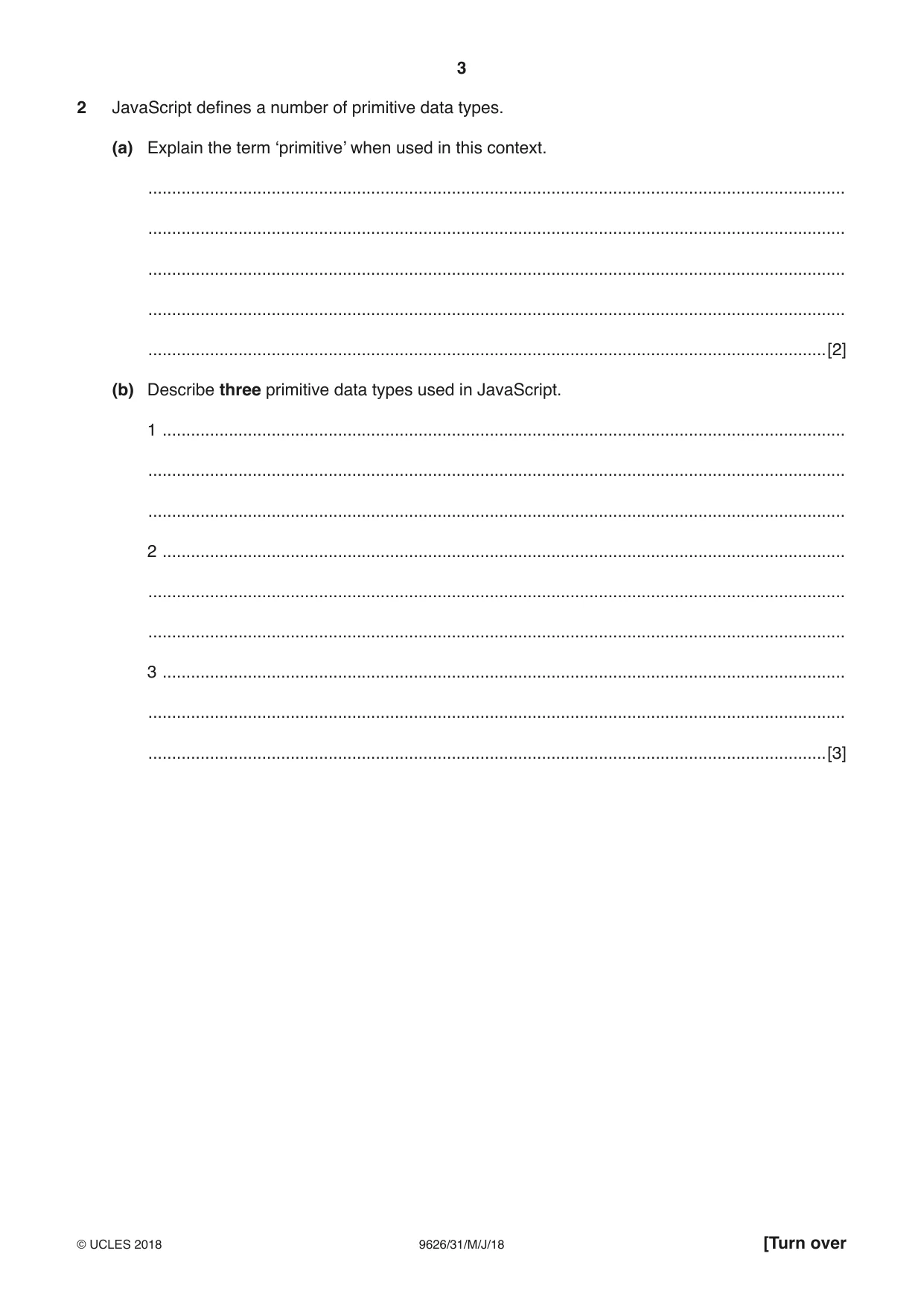 Cambridge A Level Information Technology (from 2017) 9626 2018 May/June Paper 3 · Variant 1 question paper, page 3 of 16