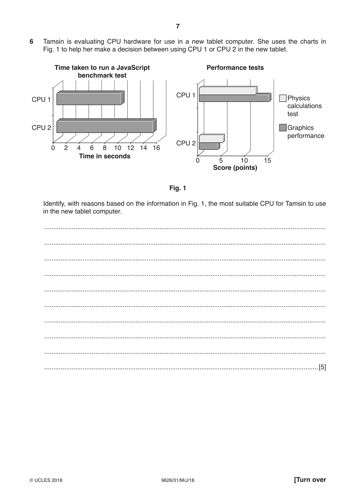 Cambridge A Level Information Technology (from 2017) 9626 2018 May/June Paper 3 · Variant 1 question paper, page 7 of 16