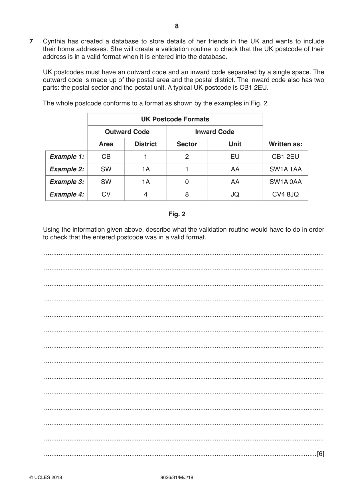 Cambridge A Level Information Technology (from 2017) 9626 2018 May/June Paper 3 · Variant 1 question paper, page 8 of 16