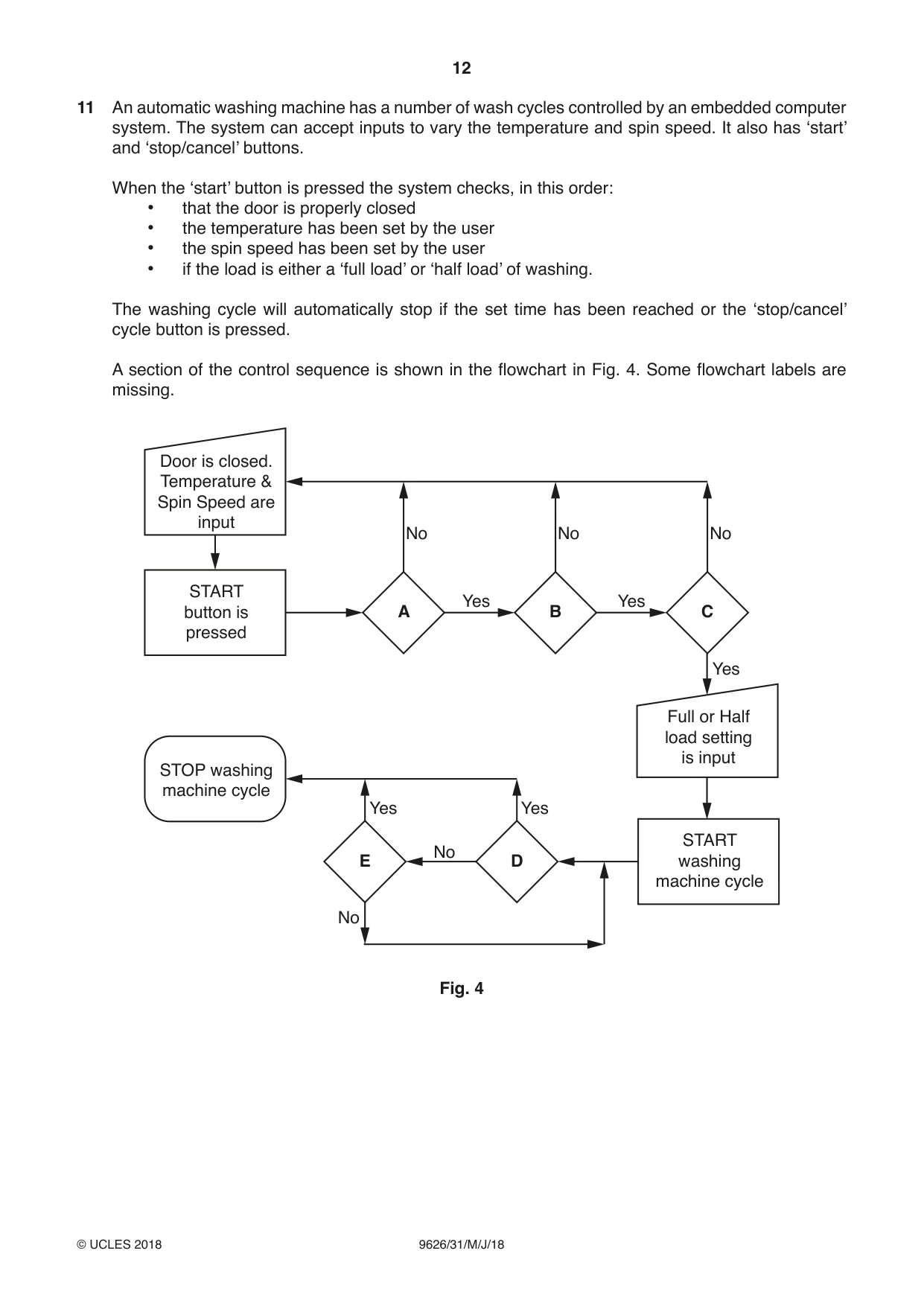 Cambridge A Level Information Technology (from 2017) 9626 2018 May/June Paper 3 · Variant 1 question paper, page 12 of 16