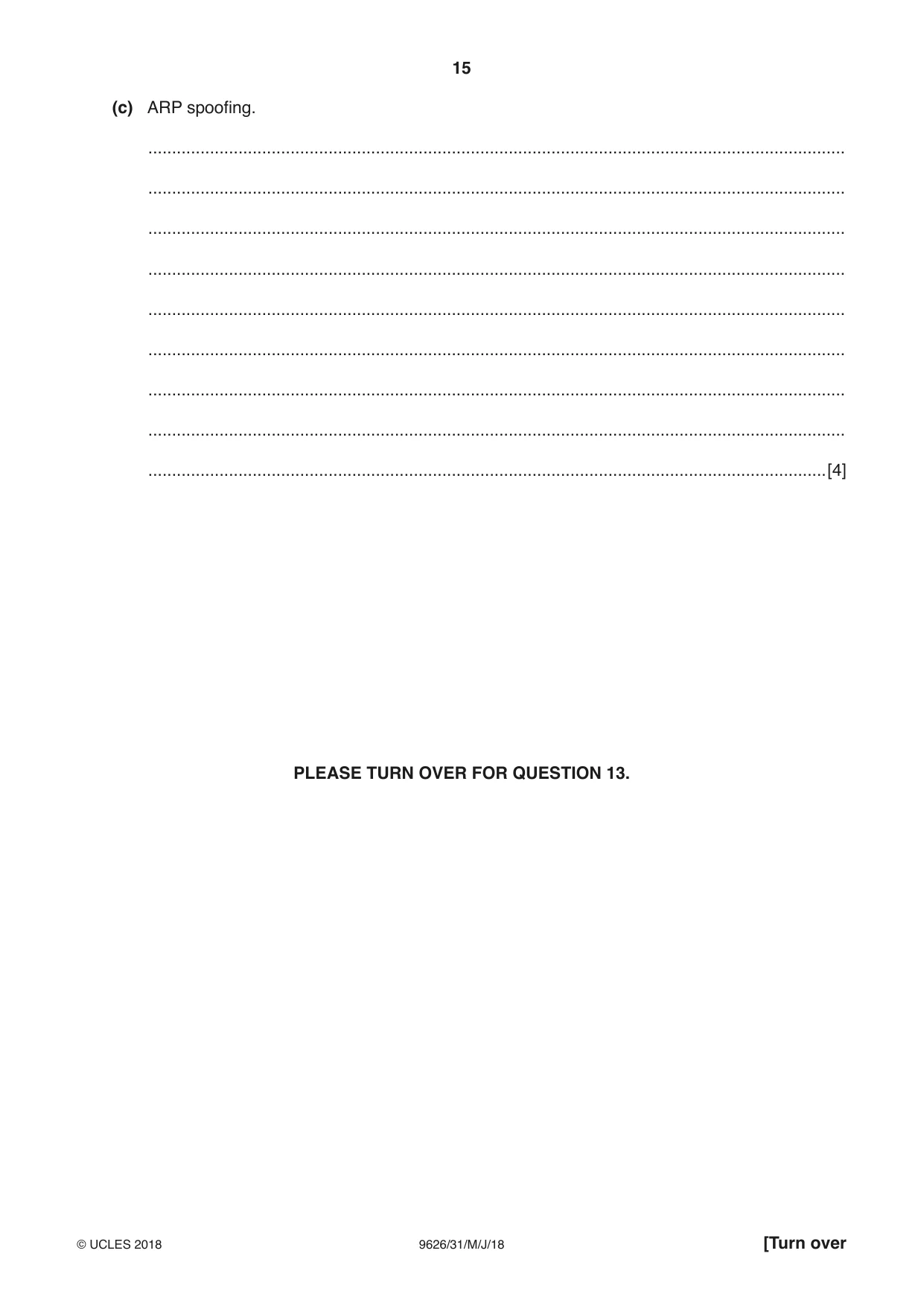 Cambridge A Level Information Technology (from 2017) 9626 2018 May/June Paper 3 · Variant 1 question paper, page 15 of 16