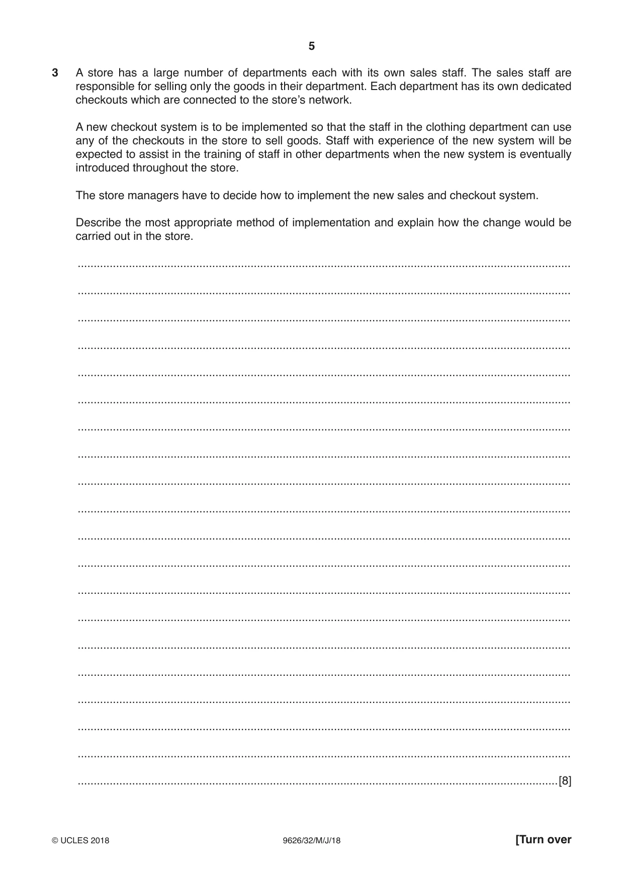 Cambridge A Level Information Technology (from 2017) 9626 2018 May/June Paper 3 · Variant 2 question paper, page 5 of 16