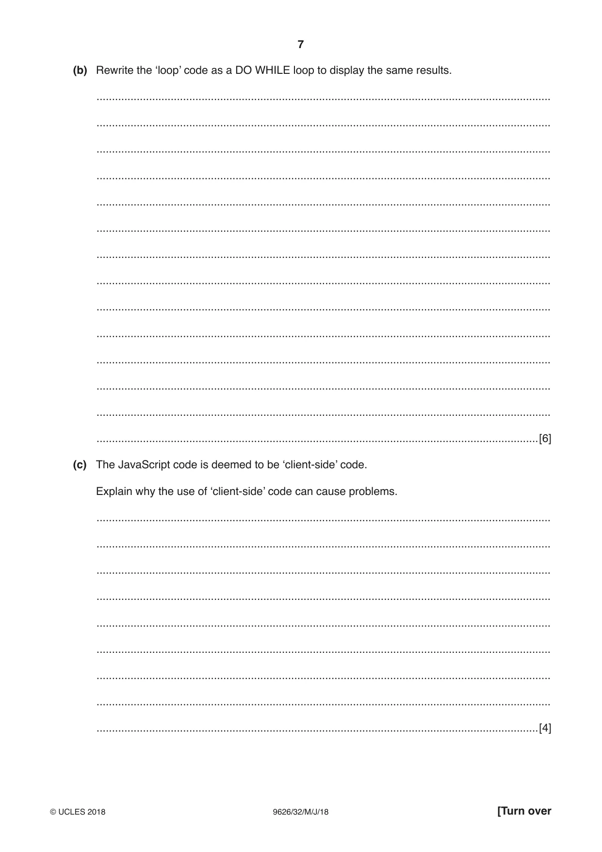 Cambridge A Level Information Technology (from 2017) 9626 2018 May/June Paper 3 · Variant 2 question paper, page 7 of 16
