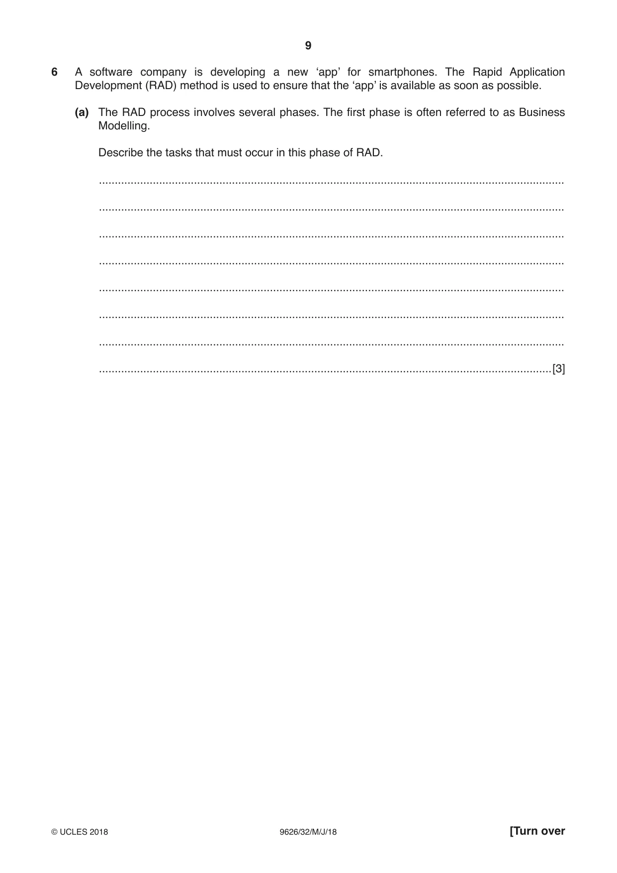 Cambridge A Level Information Technology (from 2017) 9626 2018 May/June Paper 3 · Variant 2 question paper, page 9 of 16