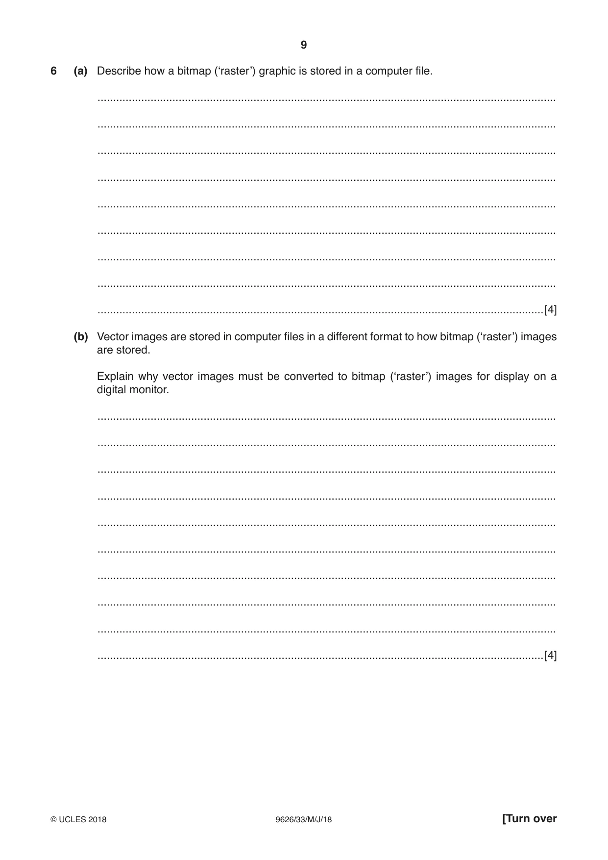 Cambridge A Level Information Technology (from 2017) 9626 2018 May/June Paper 3 · Variant 3 question paper, page 9 of 16
