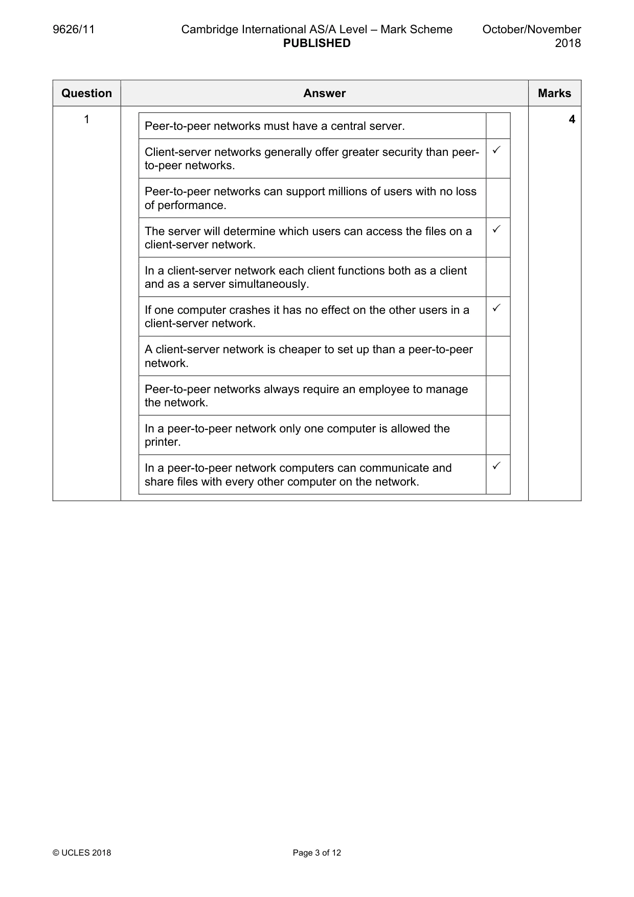 Mark scheme, page 3 of 12