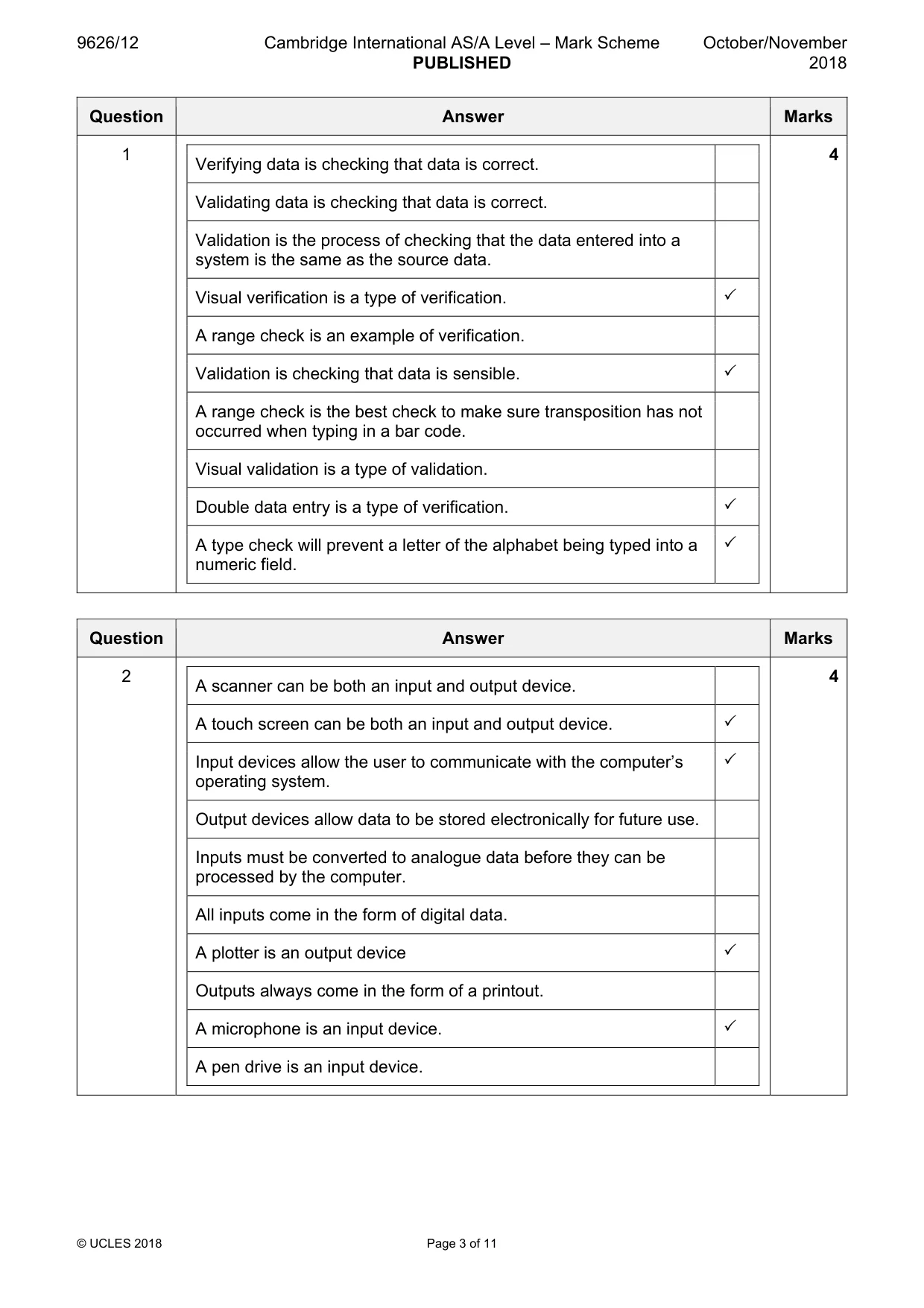 Mark scheme, page 3 of 11