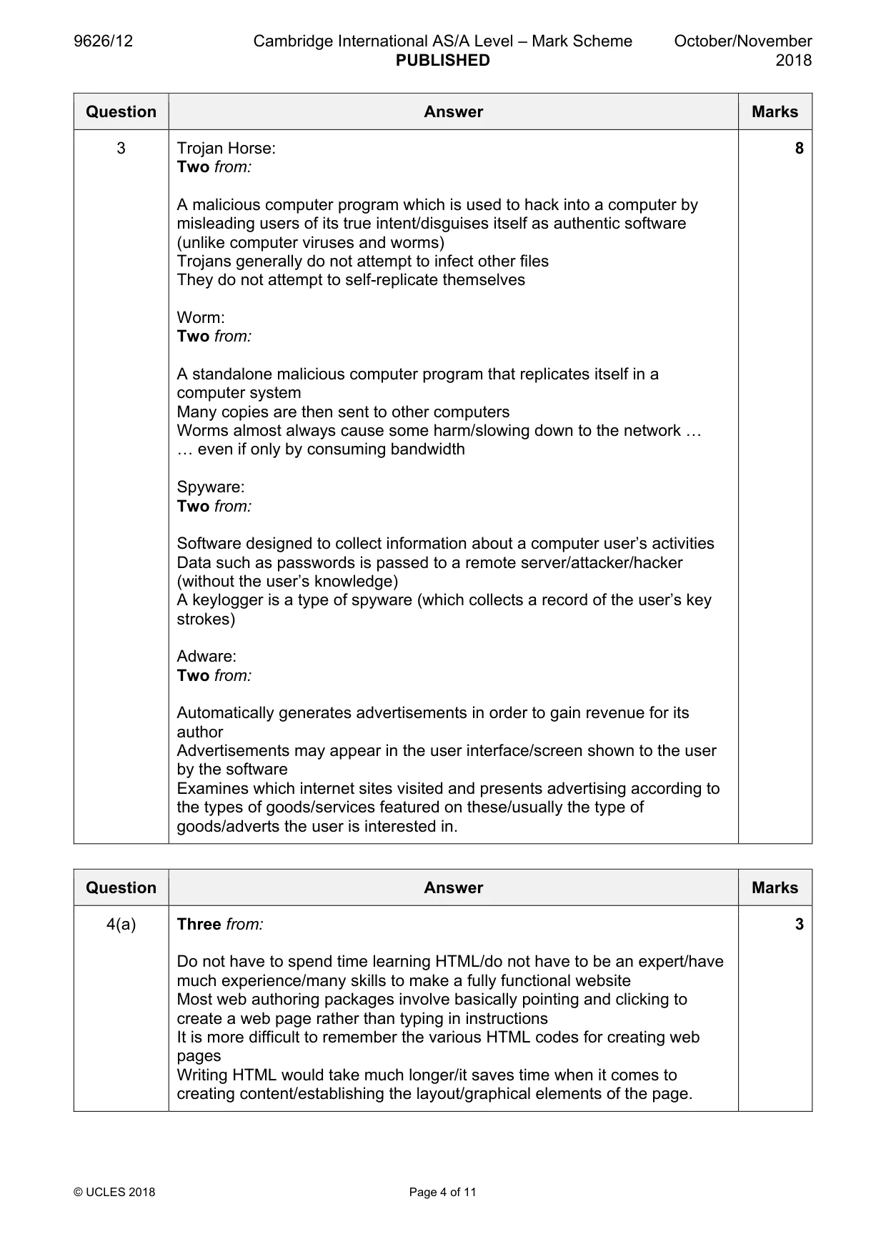Mark scheme, page 4 of 11