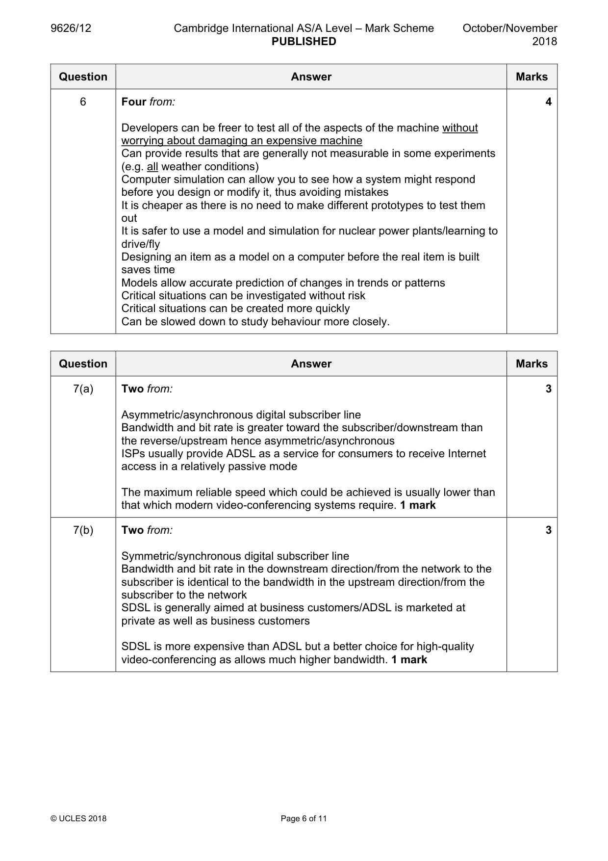 Mark scheme, page 6 of 11