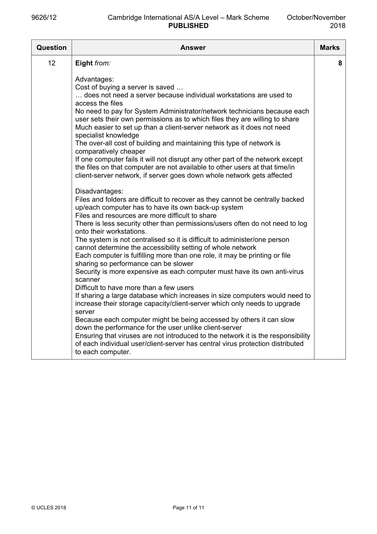 Mark scheme, page 11 of 11