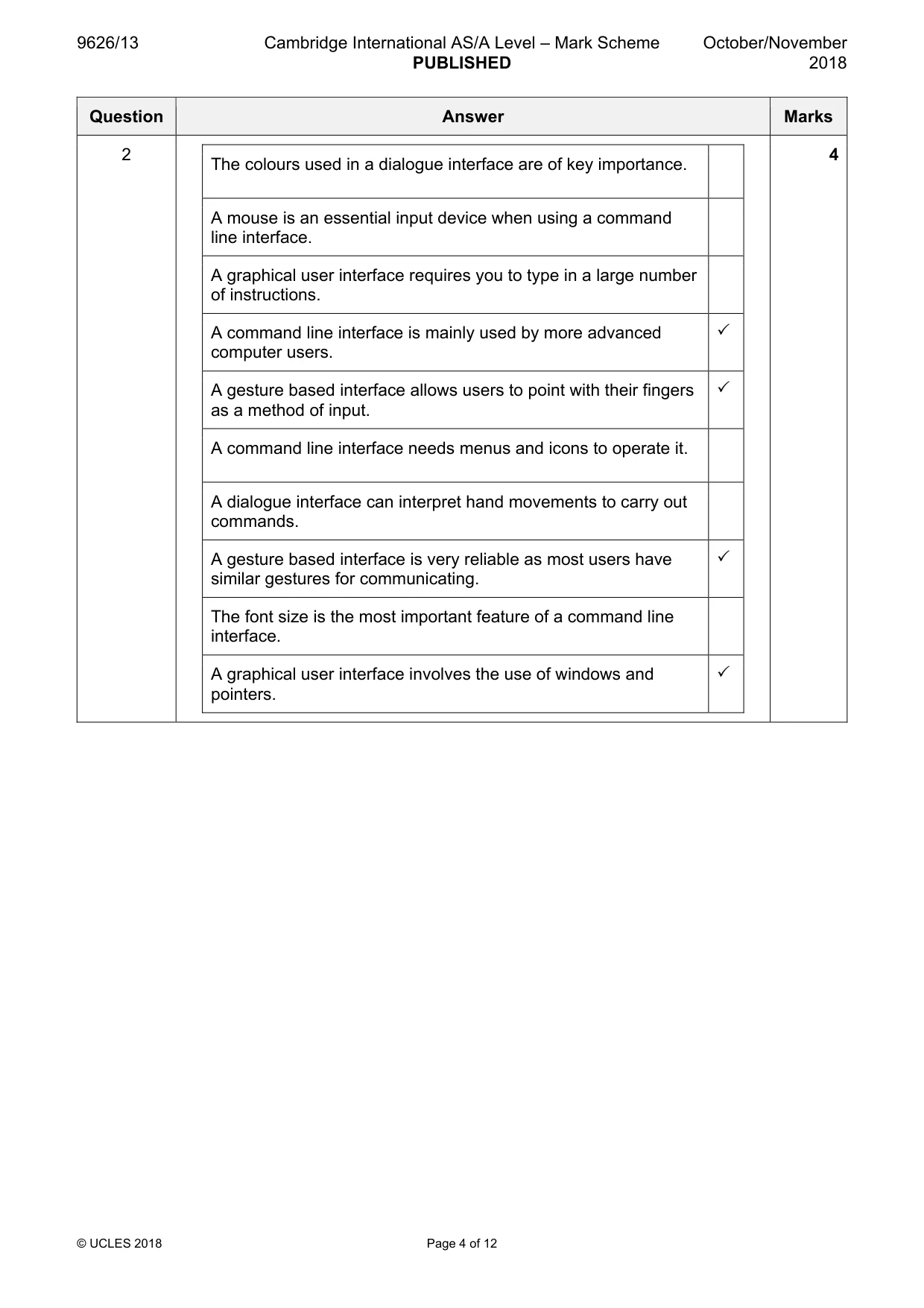 Mark scheme, page 4 of 12