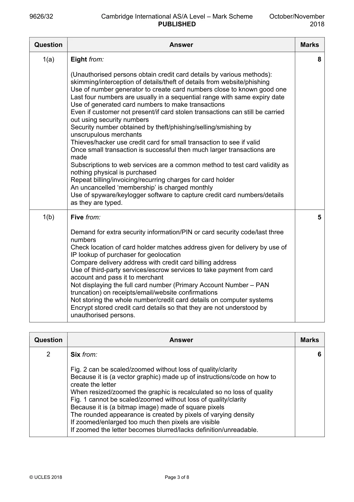 Mark scheme, page 3 of 8