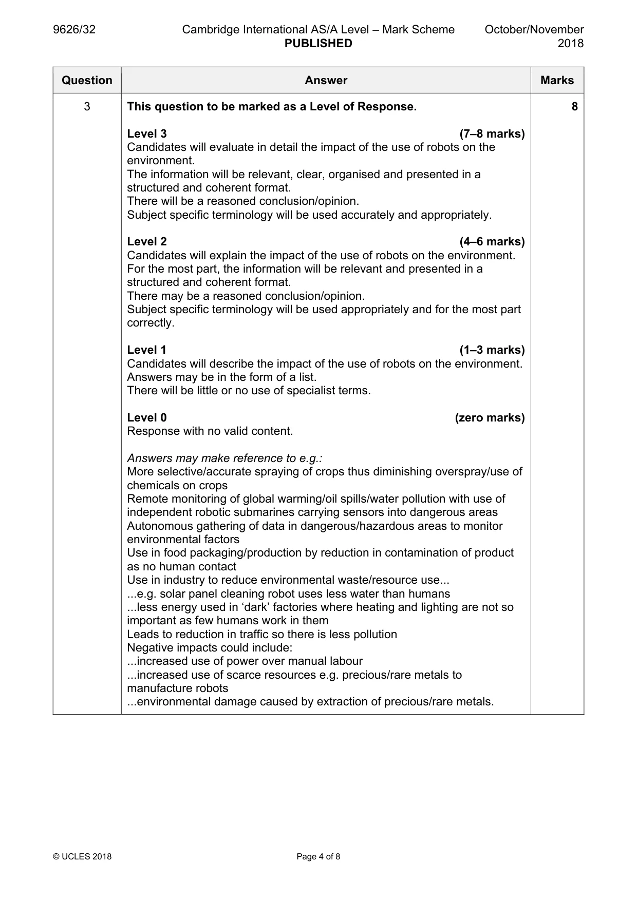 Mark scheme, page 4 of 8