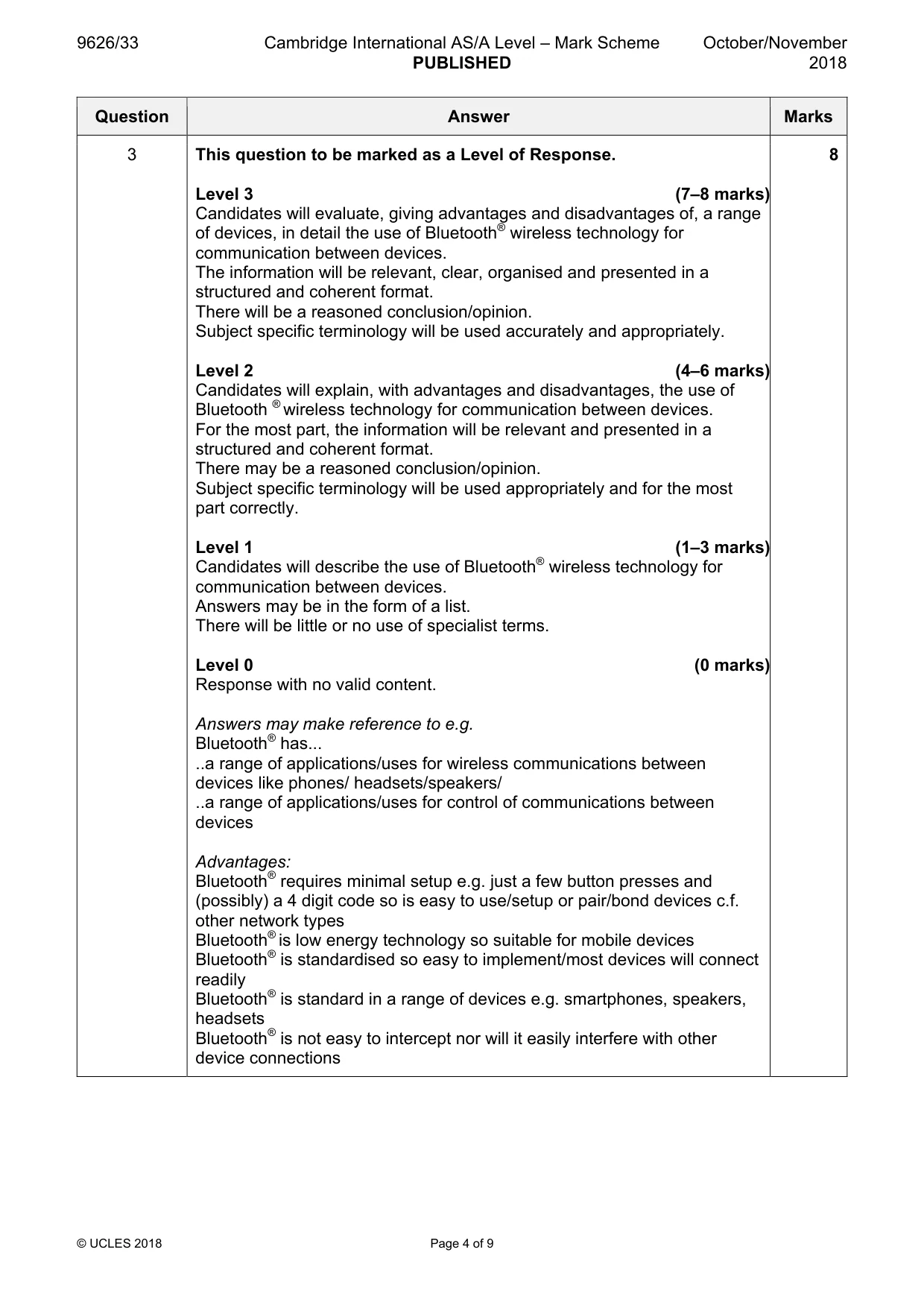 Mark scheme, page 4 of 9