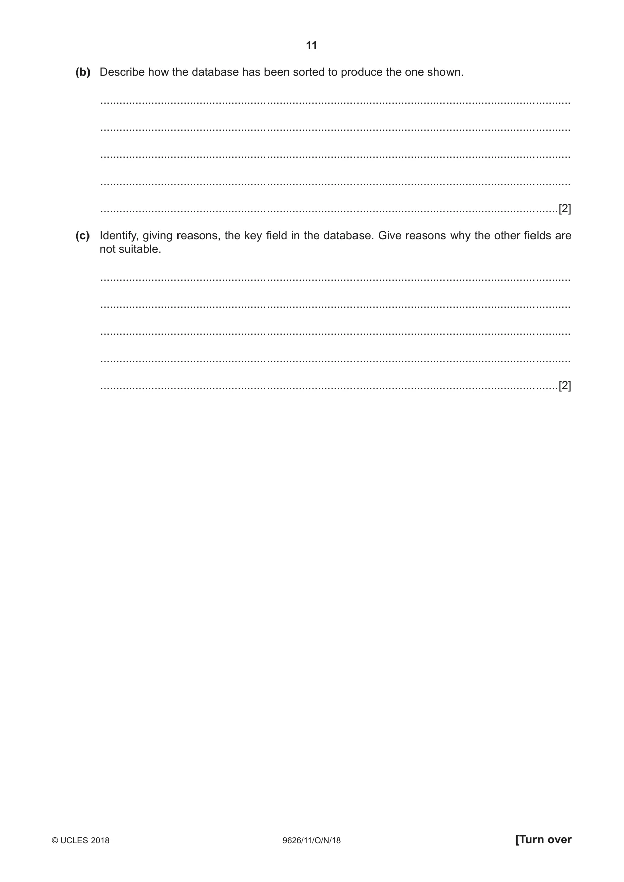Cambridge A Level Information Technology (from 2017) 9626 2018 Oct/Nov Paper 1 · Variant 1 question paper, page 11 of 16