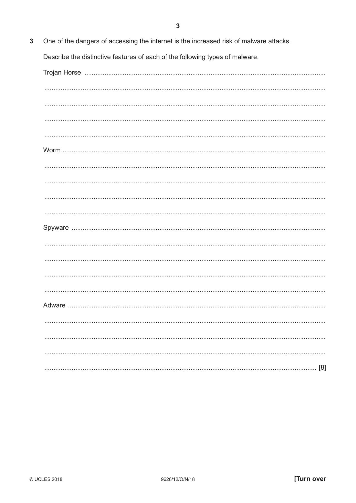 Cambridge A Level Information Technology (from 2017) 9626 2018 Oct/Nov Paper 1 · Variant 2 question paper, page 3 of 16