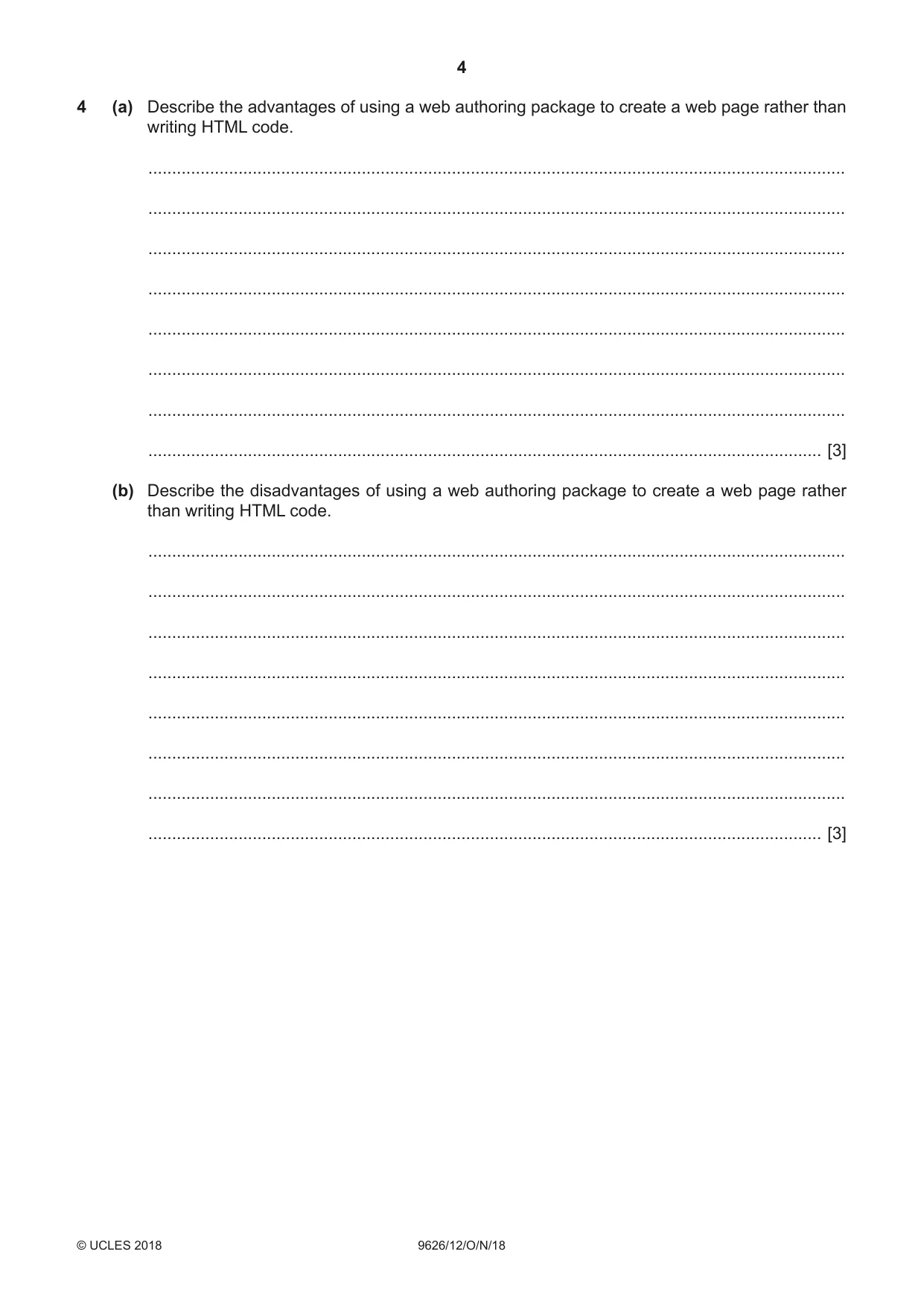 Cambridge A Level Information Technology (from 2017) 9626 2018 Oct/Nov Paper 1 · Variant 2 question paper, page 4 of 16