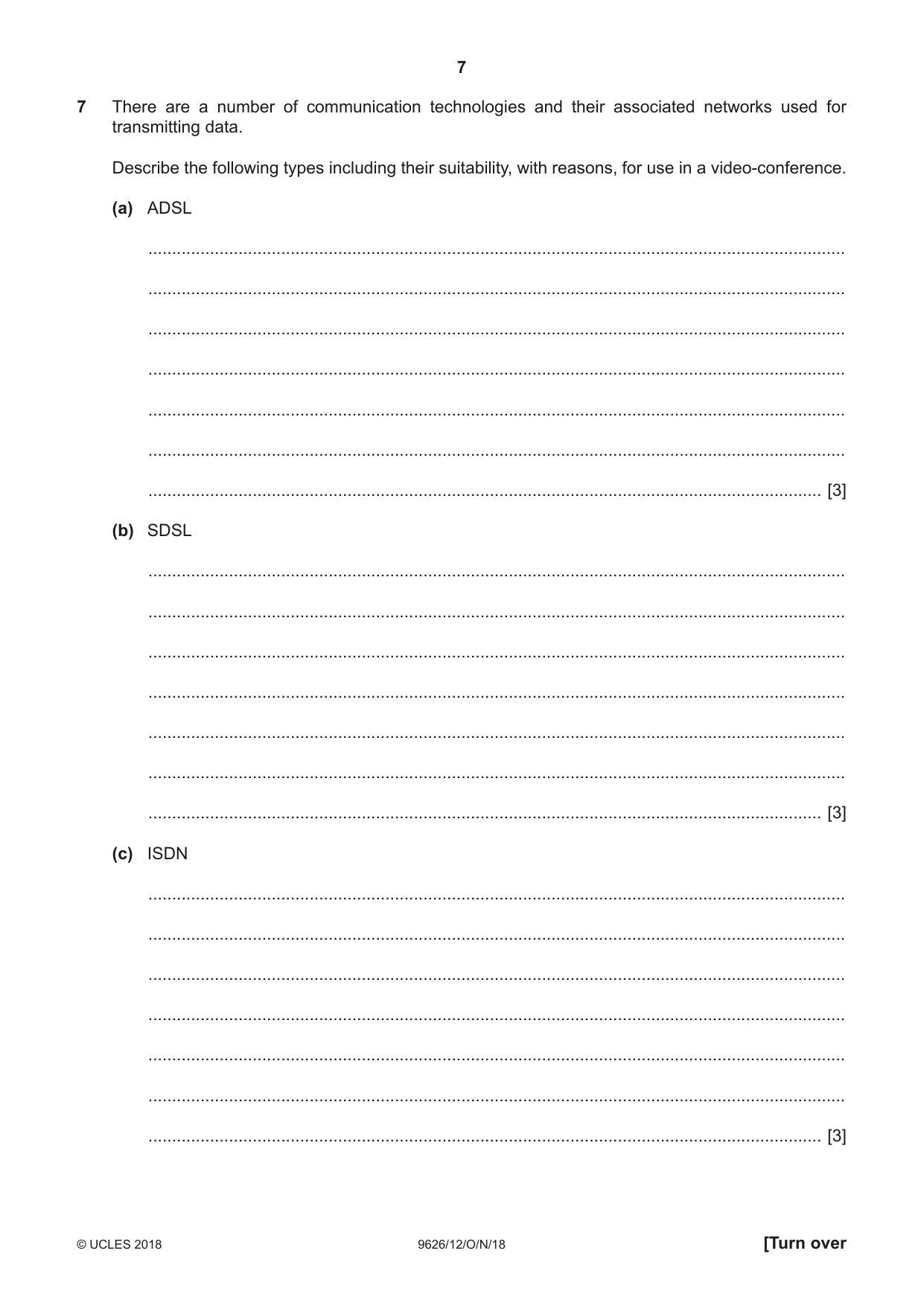 Cambridge A Level Information Technology (from 2017) 9626 2018 Oct/Nov Paper 1 · Variant 2 question paper, page 7 of 16
