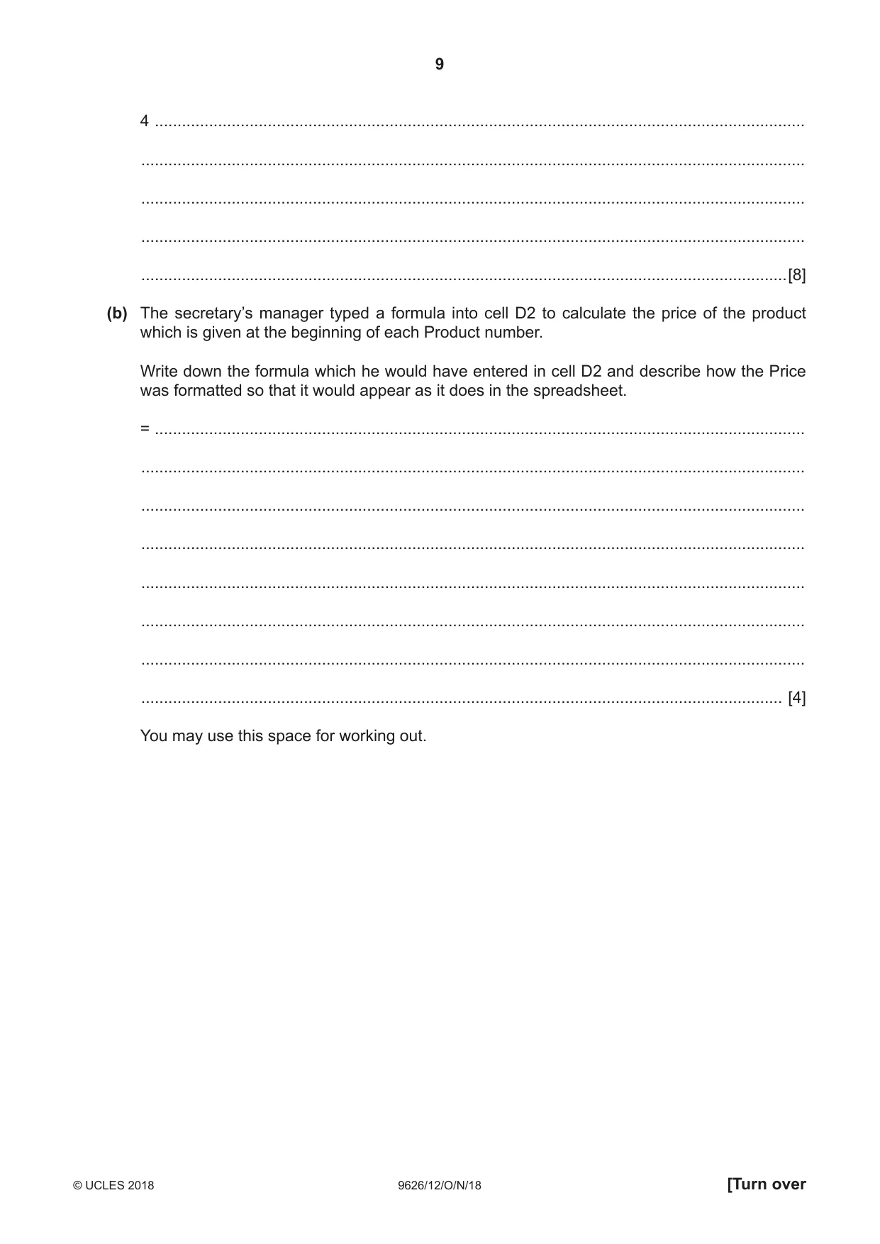Cambridge A Level Information Technology (from 2017) 9626 2018 Oct/Nov Paper 1 · Variant 2 question paper, page 9 of 16