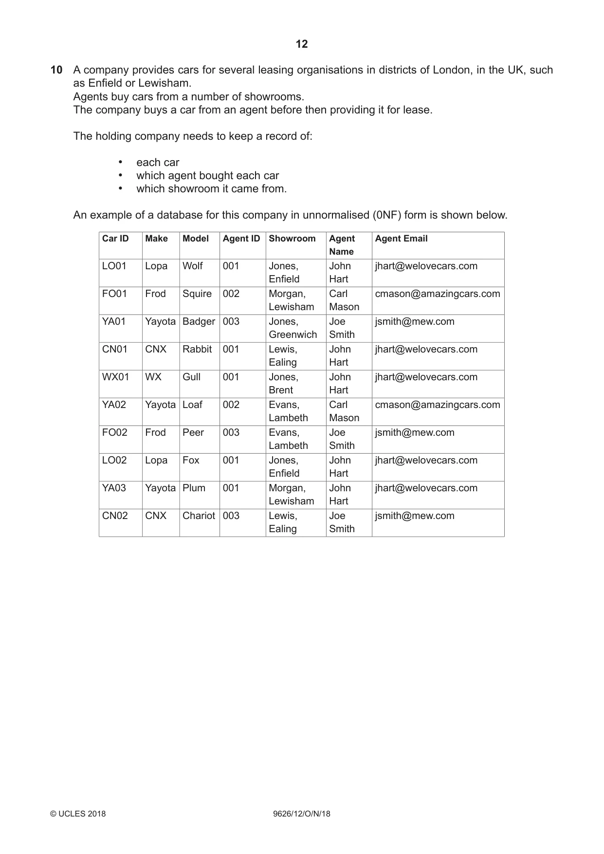 Cambridge A Level Information Technology (from 2017) 9626 2018 Oct/Nov Paper 1 · Variant 2 question paper, page 12 of 16