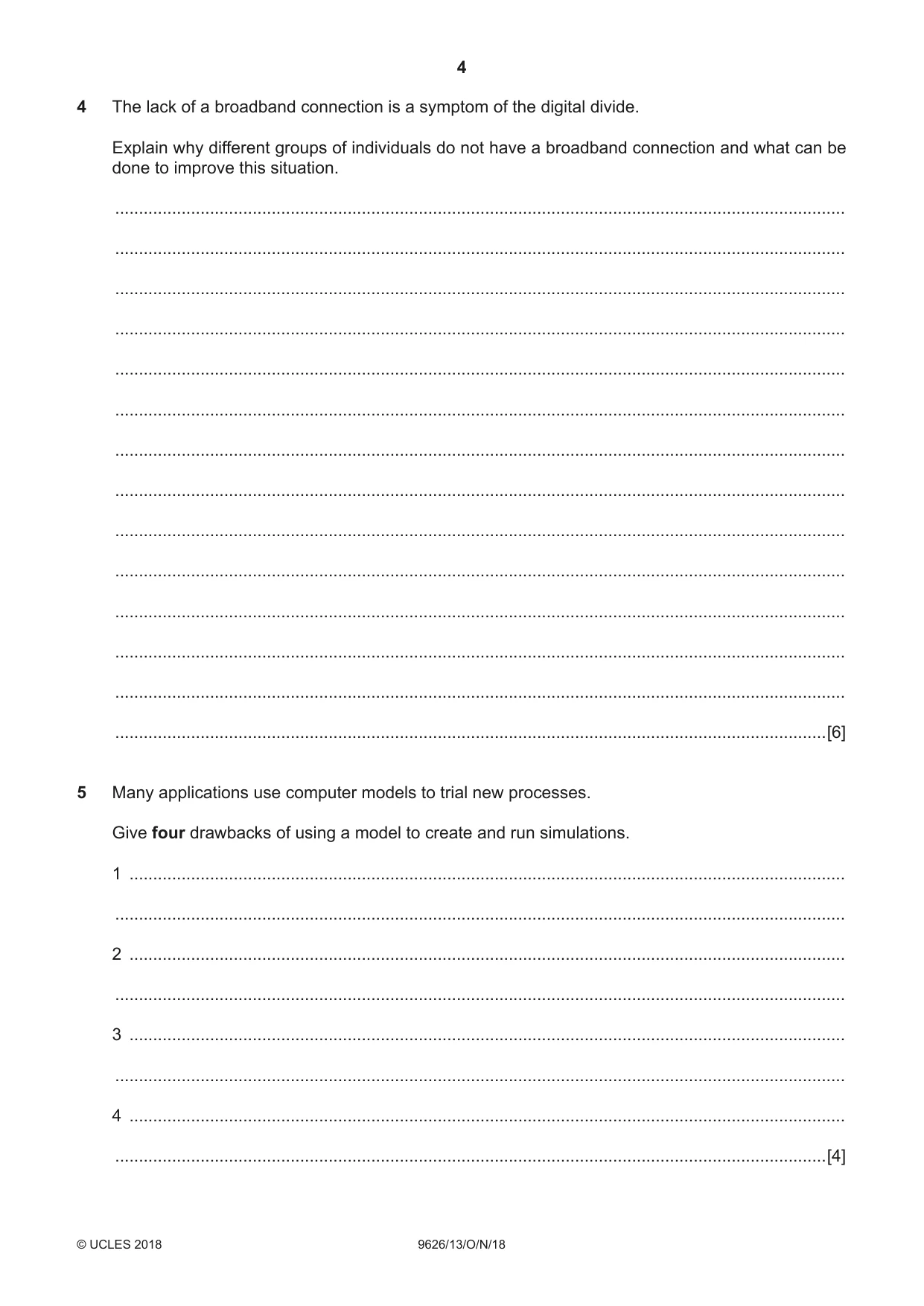 Cambridge A Level Information Technology (from 2017) 9626 2018 Oct/Nov Paper 1 · Variant 3 question paper, page 4 of 16
