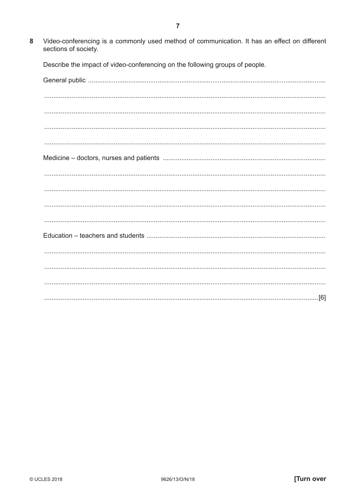Cambridge A Level Information Technology (from 2017) 9626 2018 Oct/Nov Paper 1 · Variant 3 question paper, page 7 of 16