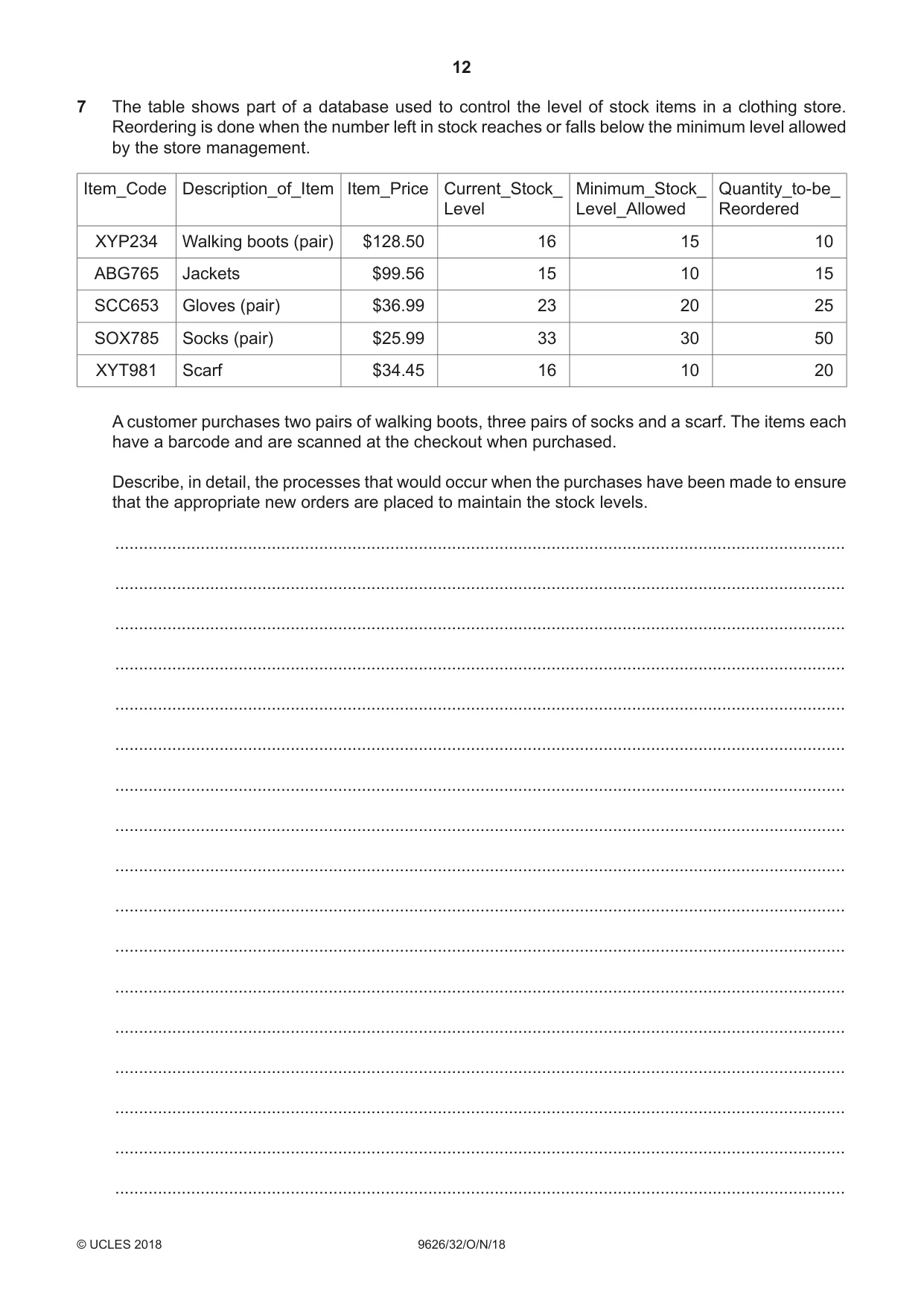 Cambridge A Level Information Technology (from 2017) 9626 2018 Oct/Nov Paper 3 · Variant 2 question paper, page 12 of 16