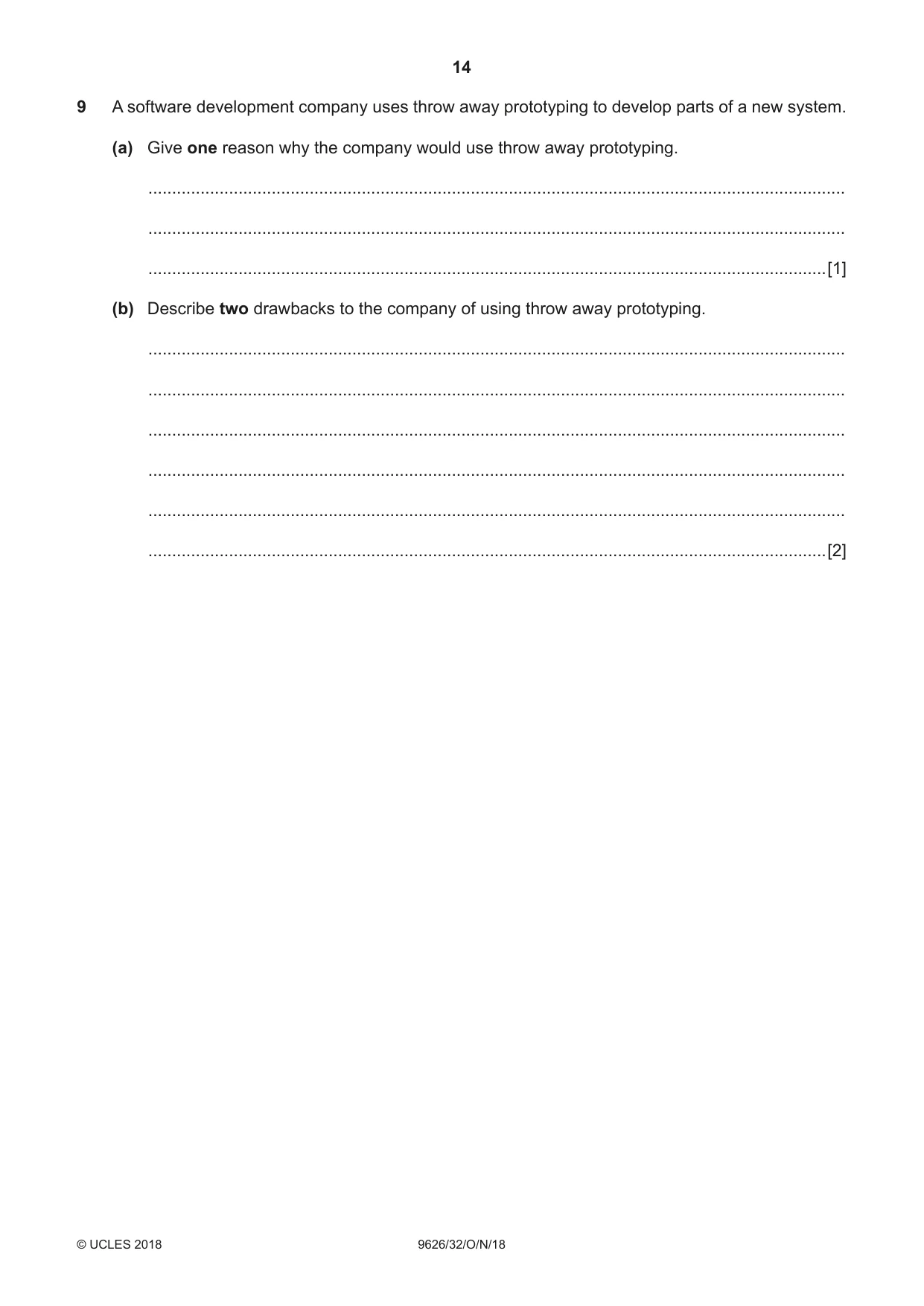 Cambridge A Level Information Technology (from 2017) 9626 2018 Oct/Nov Paper 3 · Variant 2 question paper, page 14 of 16
