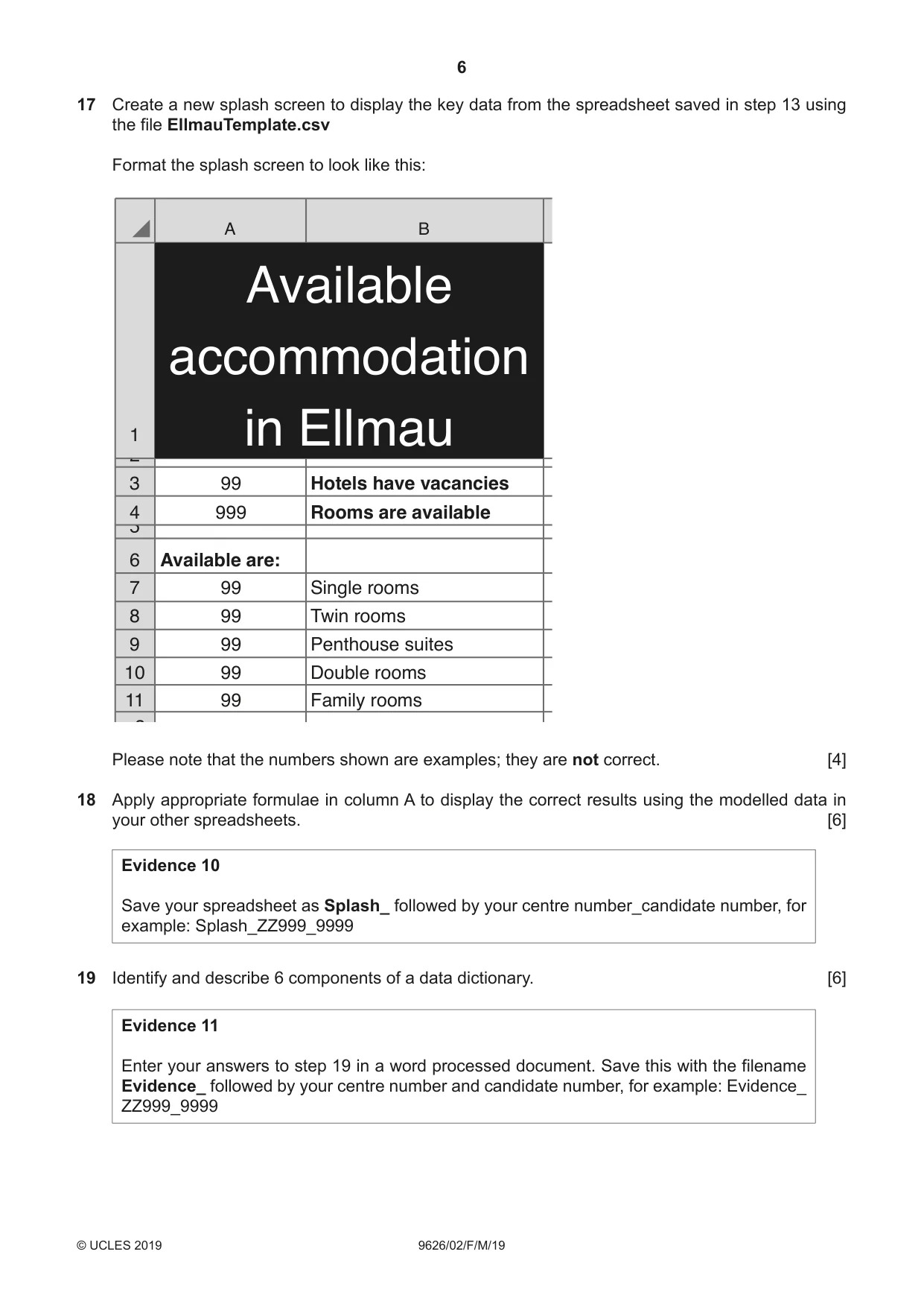 Cambridge A Level Information Technology (from 2017) 9626 2019 Feb/March Paper 2 · Variant 0 question paper, page 6 of 8