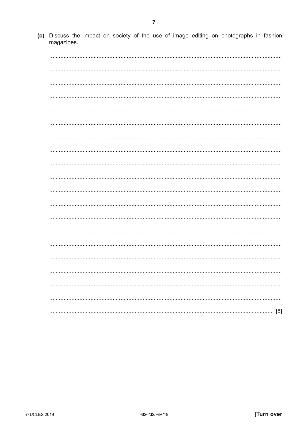 Cambridge A Level Information Technology (from 2017) 9626 2019 Feb/March Paper 3 · Variant 2 question paper, page 7 of 20