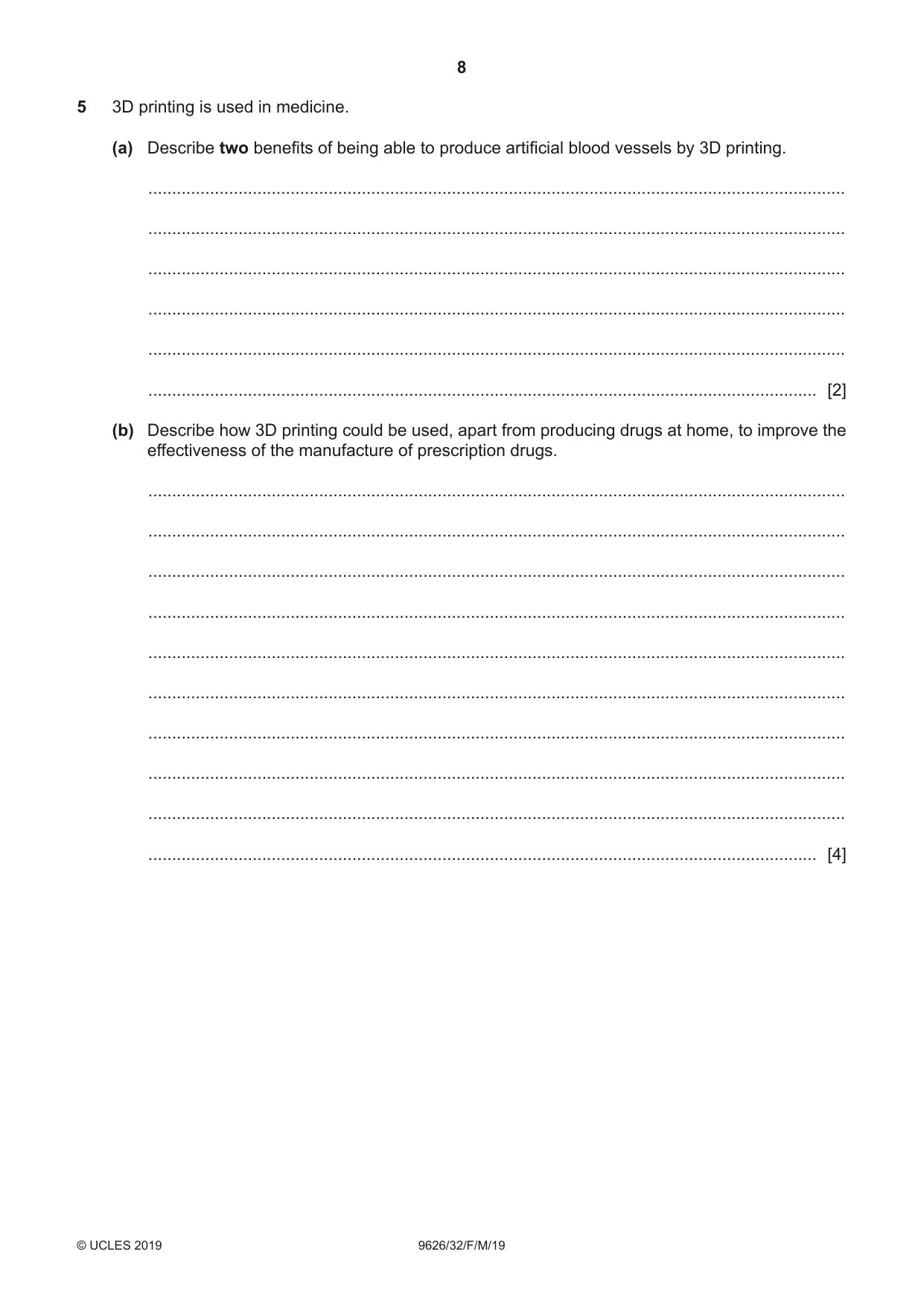 Cambridge A Level Information Technology (from 2017) 9626 2019 Feb/March Paper 3 · Variant 2 question paper, page 8 of 20